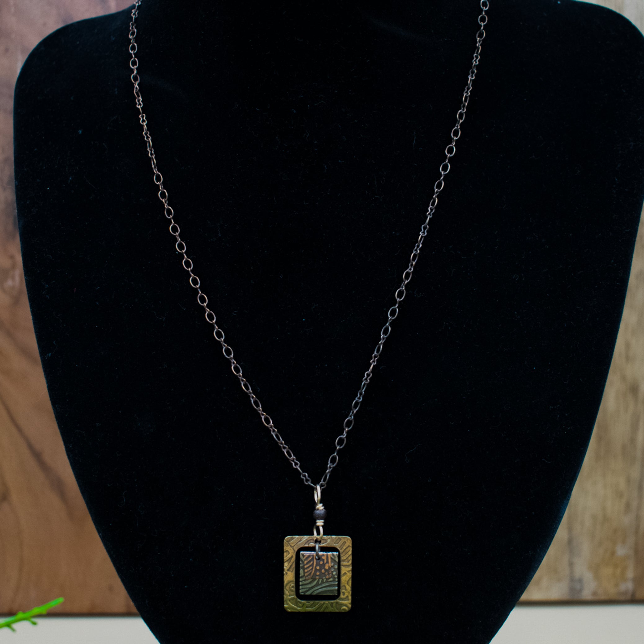 Geometric Square Design Necklace