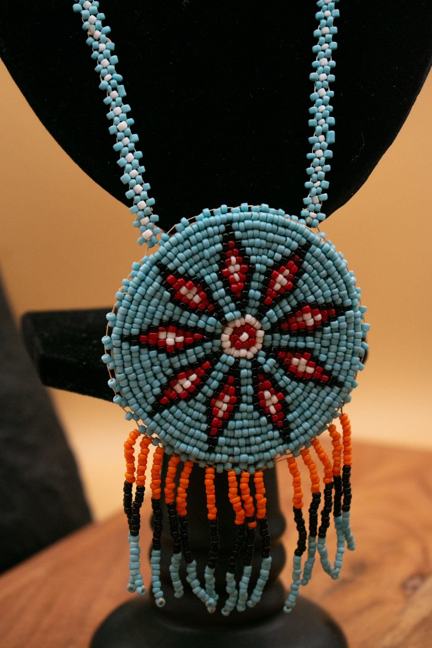 Vintage Native American Beaded Rosette Medallion Necklaces