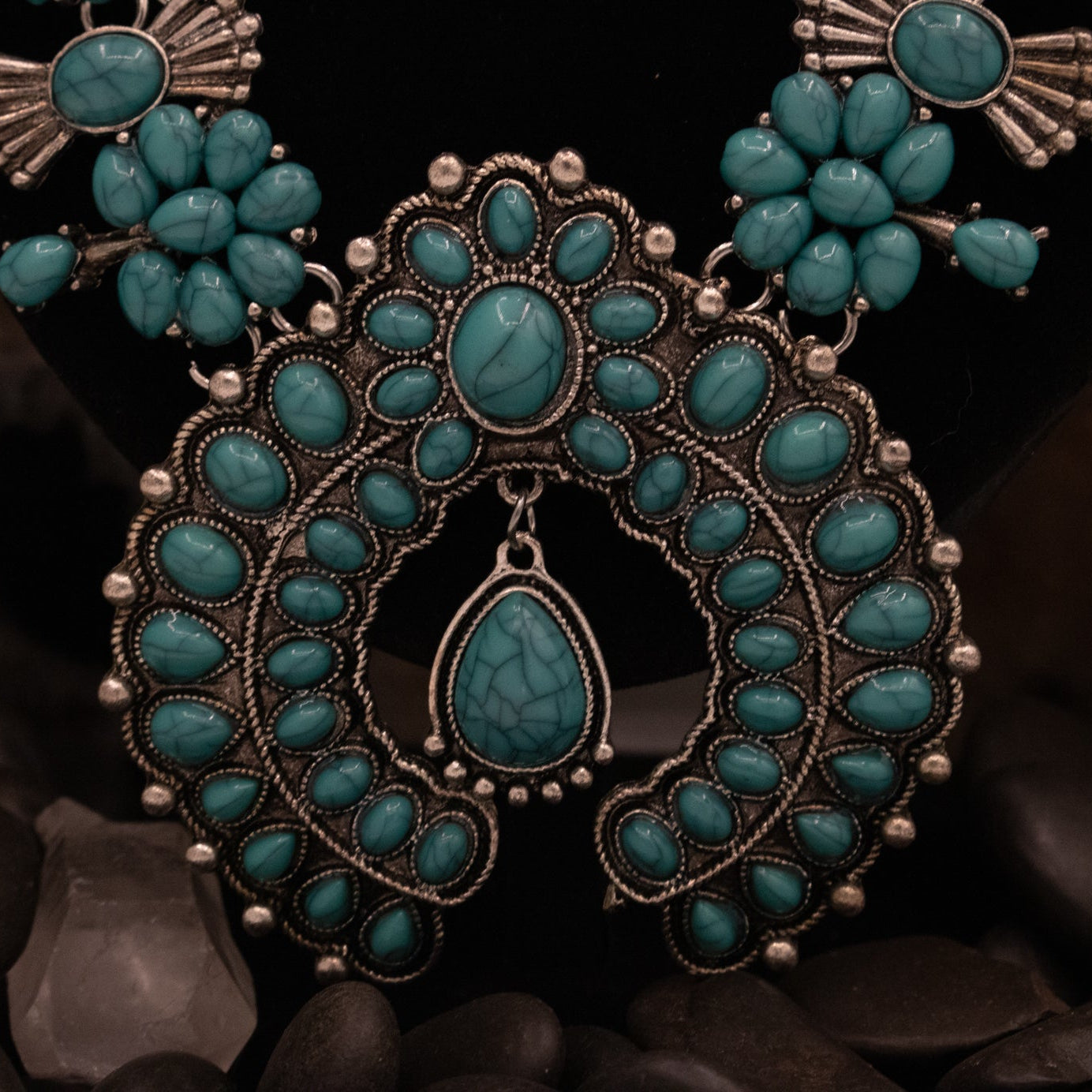 Native American Squash Blossom Style Necklace with Beautiful Nala