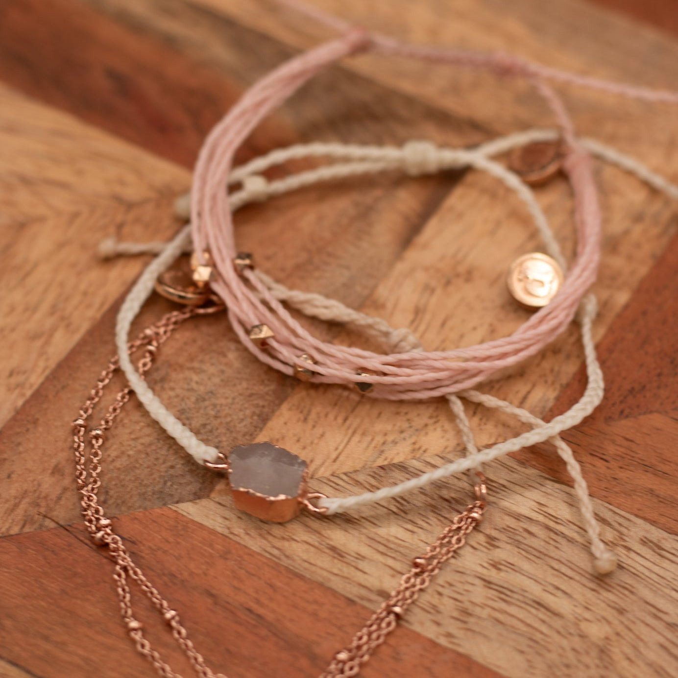 Pura Vida Pink Style Braided Jute Cord Bracelet Set