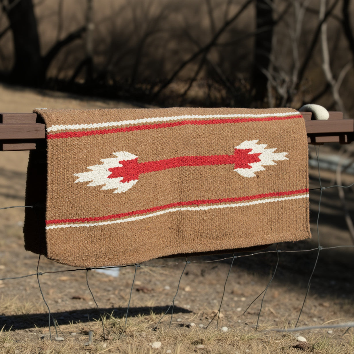 Weaver Double Weave Acrylic Saddle Blanket Tan and Red 32" x 32"