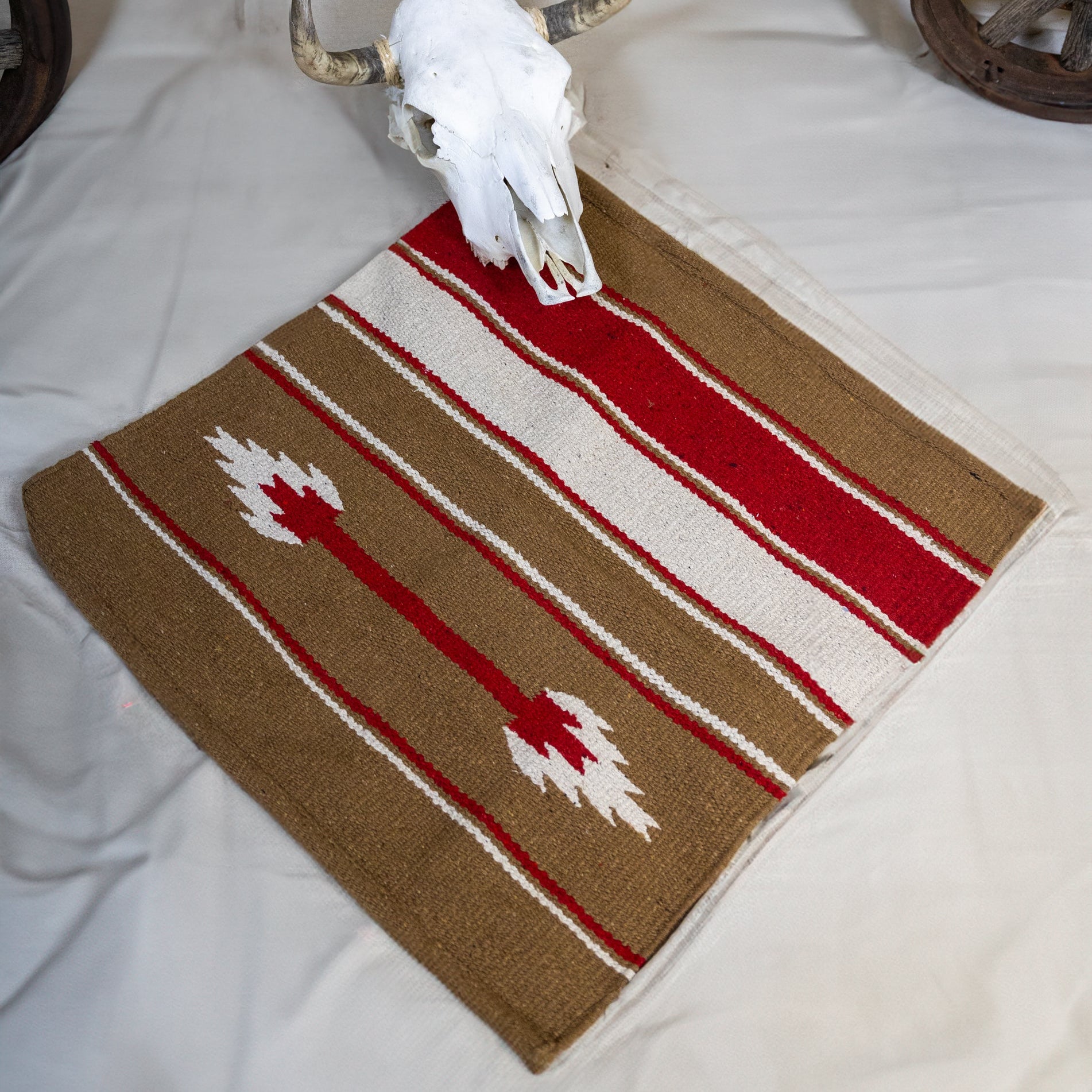 Weaver Double Weave Acrylic Saddle Blanket Tan and Red 32" x 32"
