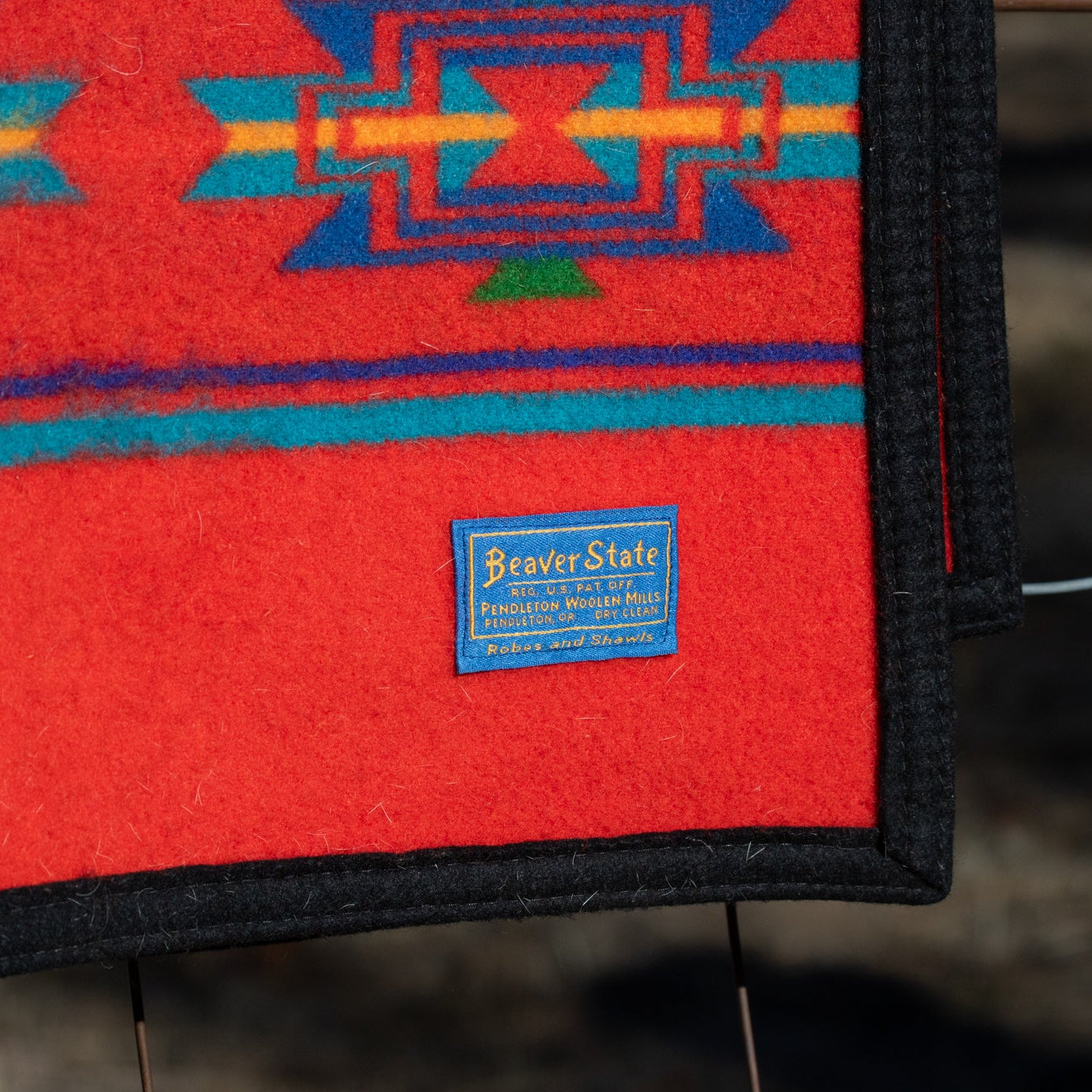 Beaver State Pendleton Woolen Mills Aztec Print Red Saddle Blanket