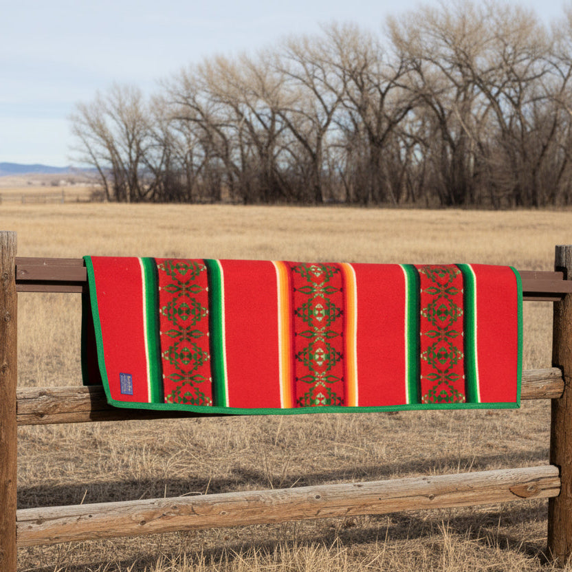 Vintage Beaver State Pendleton Woolen Mills Aztec Red Saddle Blanket