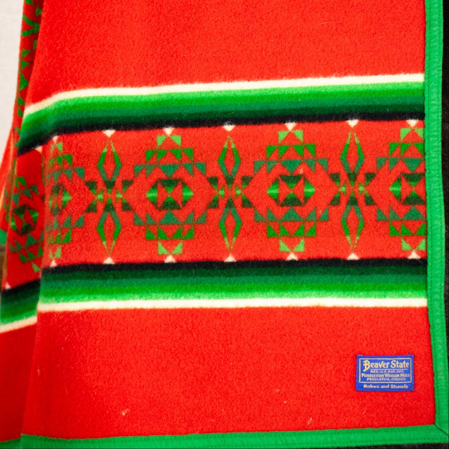 Vintage Beaver State Pendleton Woolen Mills Aztec Red Saddle Blanket
