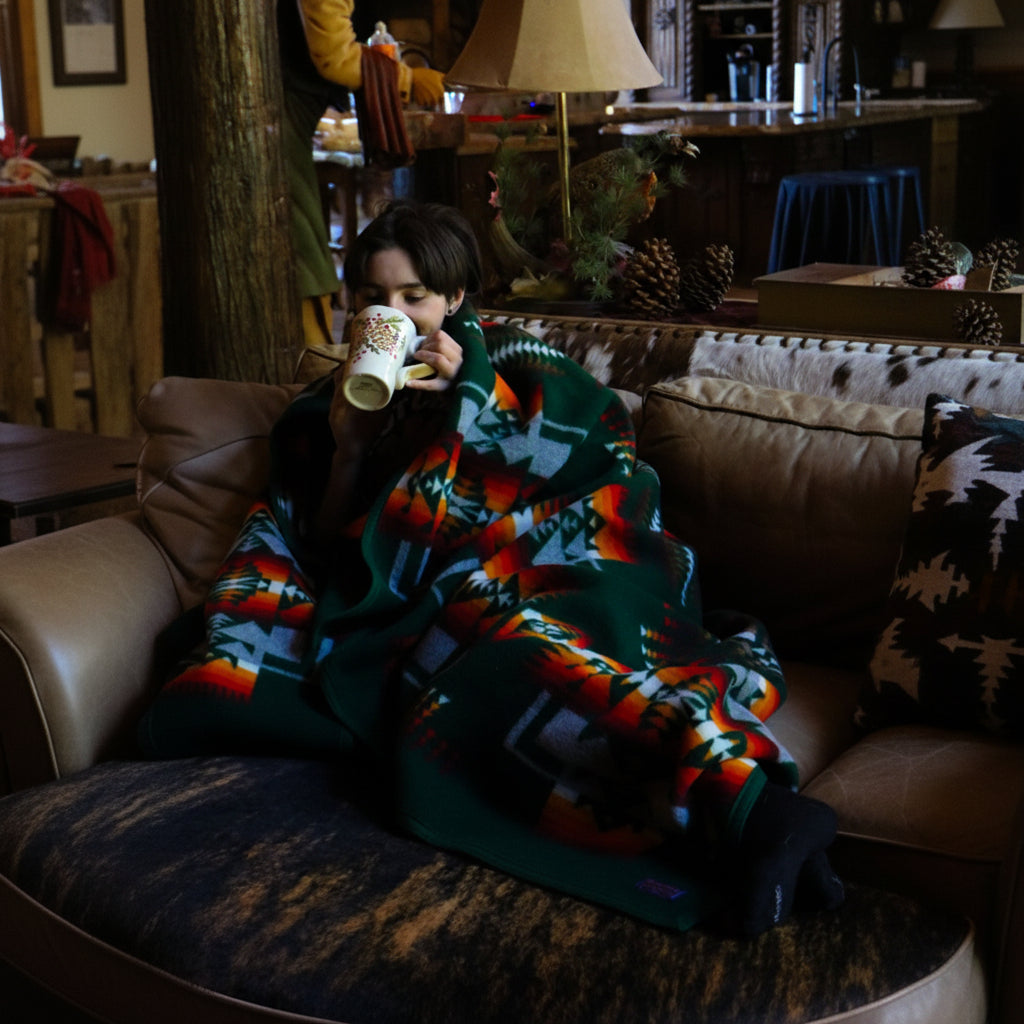 Pendleton Beaver State Green Blankets - 63"x80" Twin Size