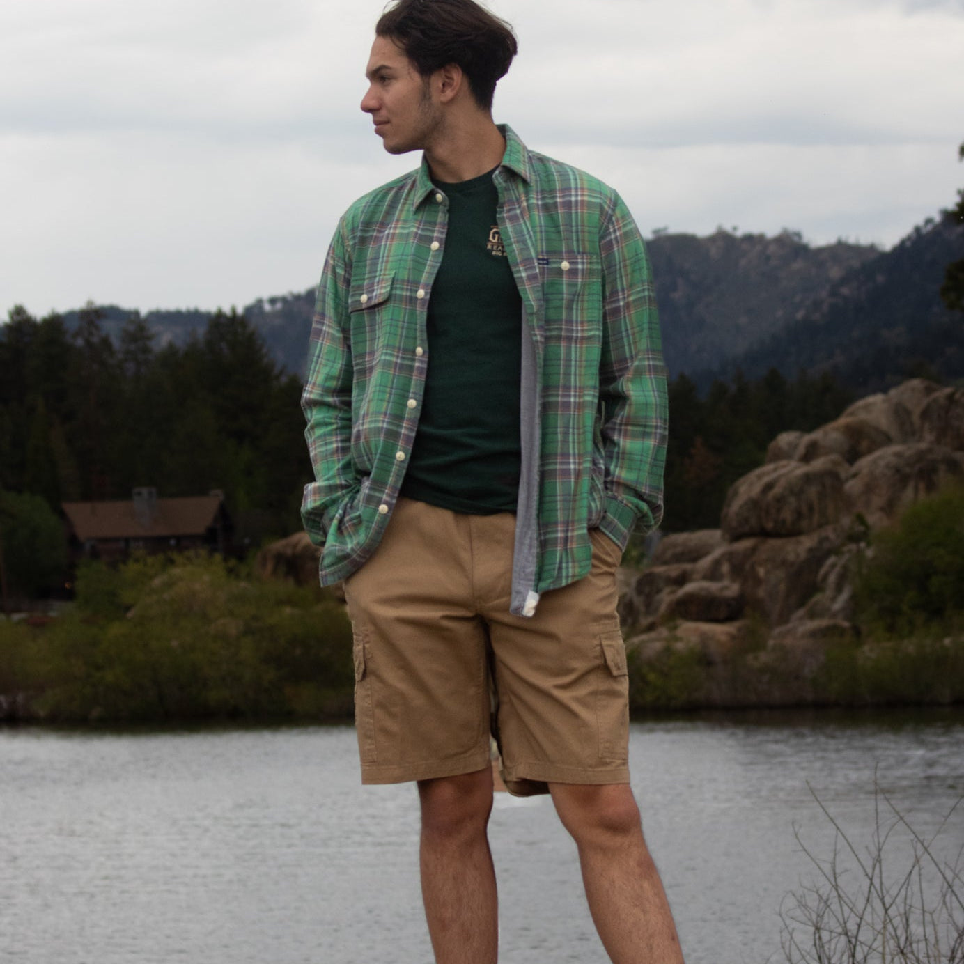 Polo Ralph Lauren Mint Green & Gray Flannel Shirt-Size Large