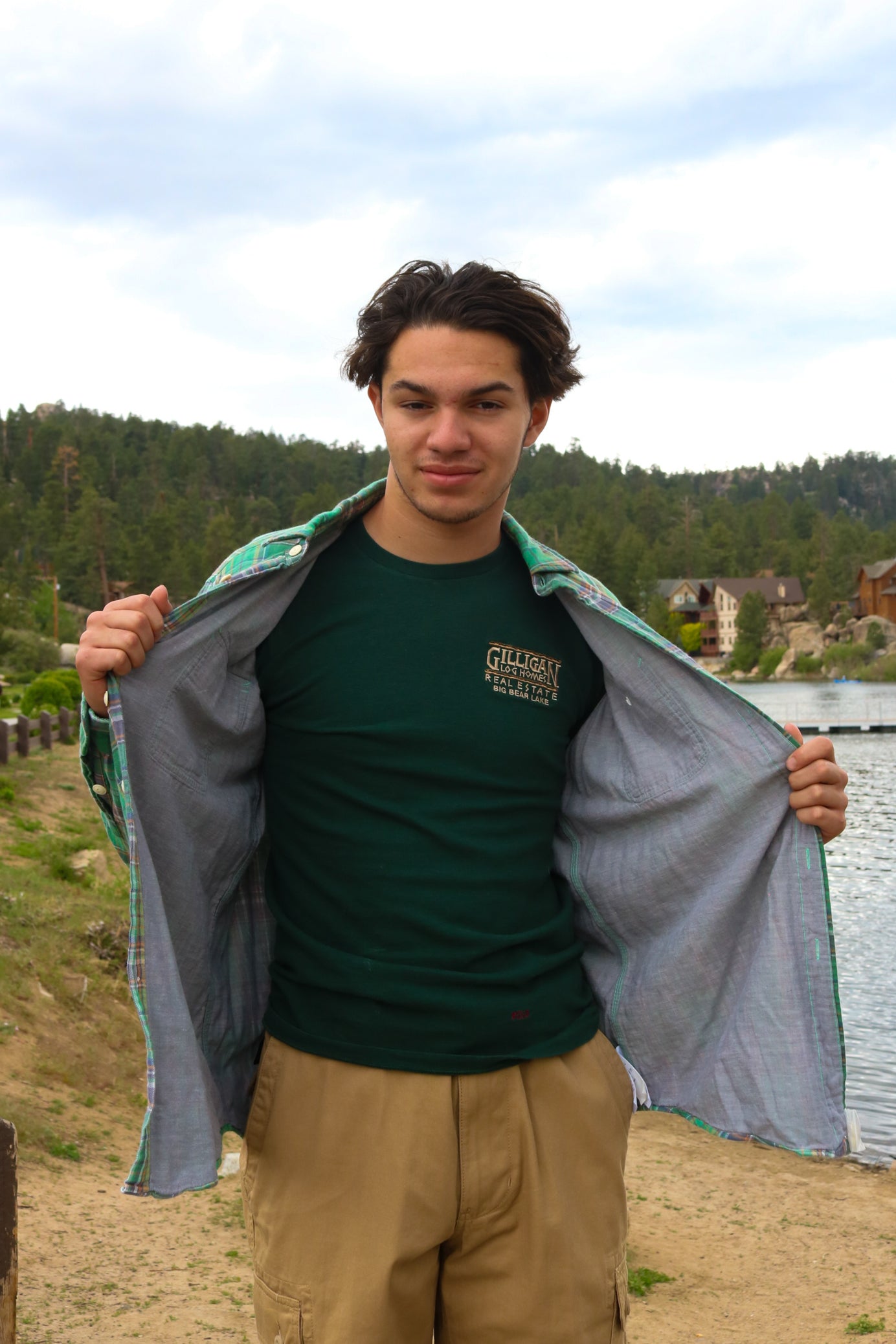 Polo by Ralph Lauren Crewneck Tee Shirt Embroidered with "Gilligan Log Homes Real Estate Big Bear Lake" logo