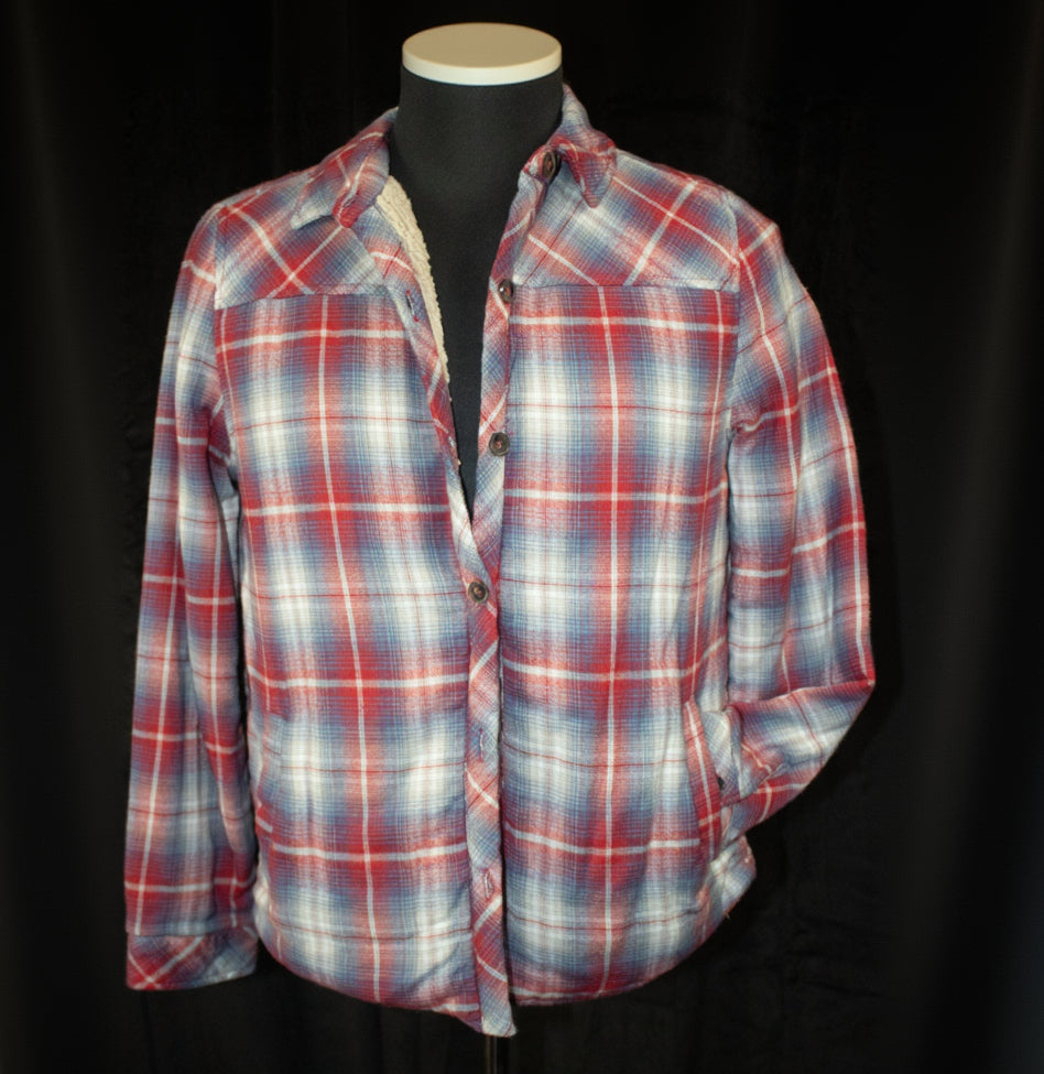 Velvet By Graham & Spencer Red and Blue Flannel with Sherpa Liner Size Small
