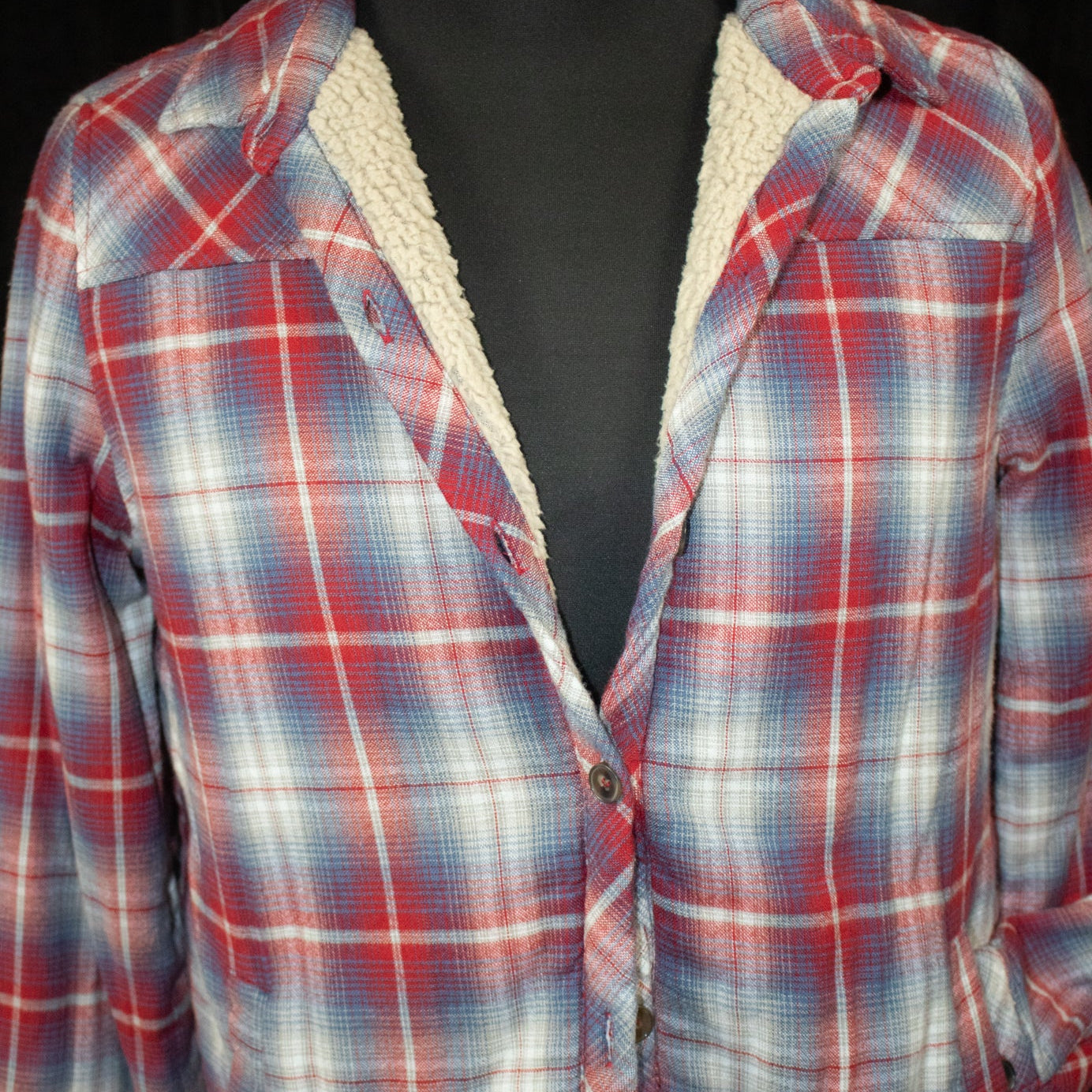 Velvet By Graham & Spencer Red and Blue Flannel with Sherpa Liner Size Small