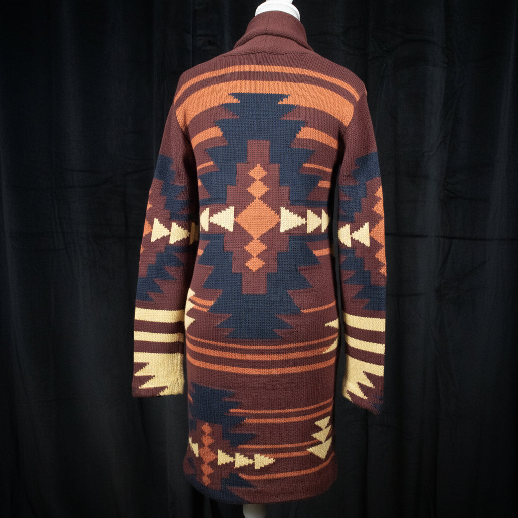 Pendleton Graphic Sweater Coat Brown Multi Colored Southwest Print