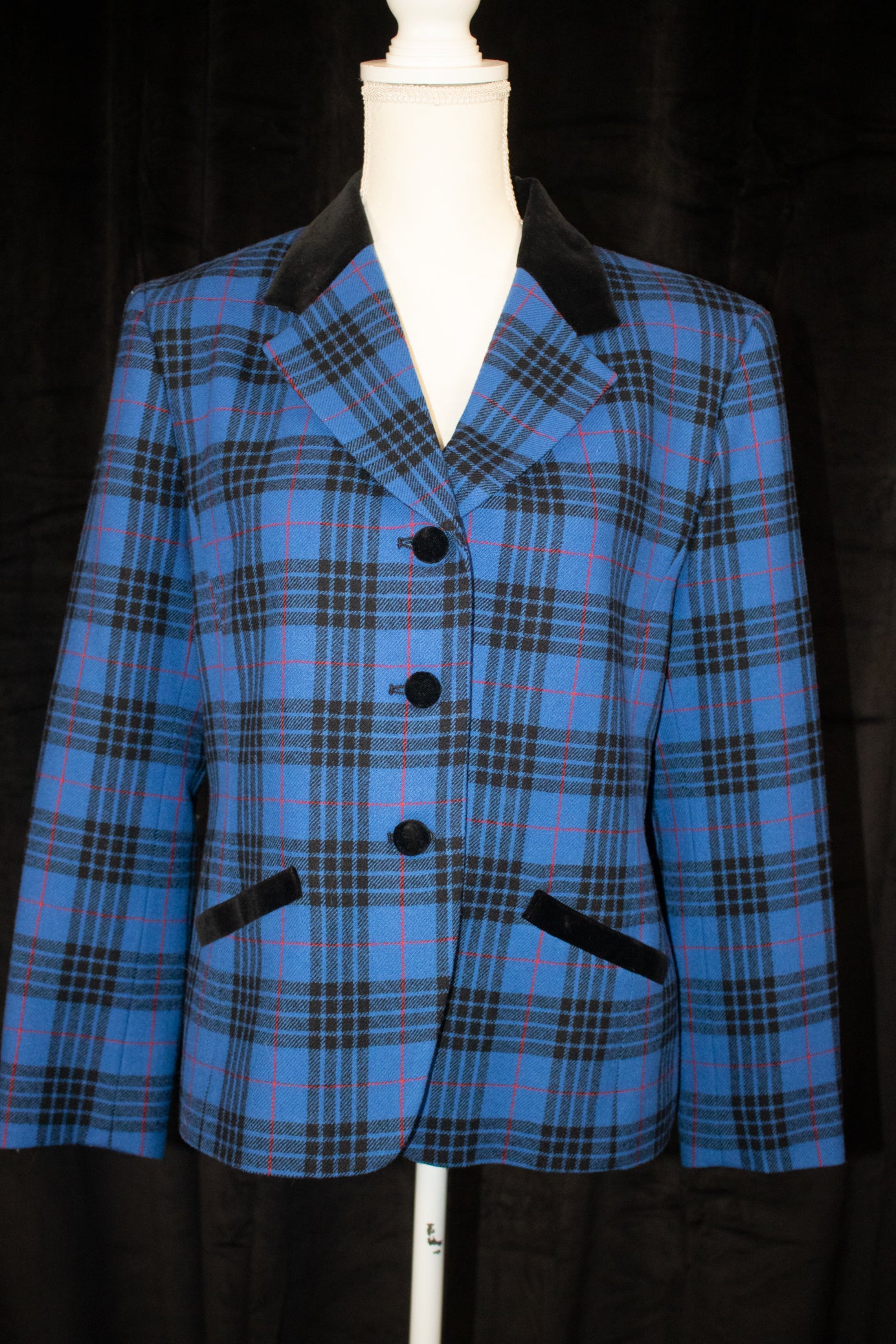 pendleton plaid blazer womens size 12 blue virgin wool made in usa jacket