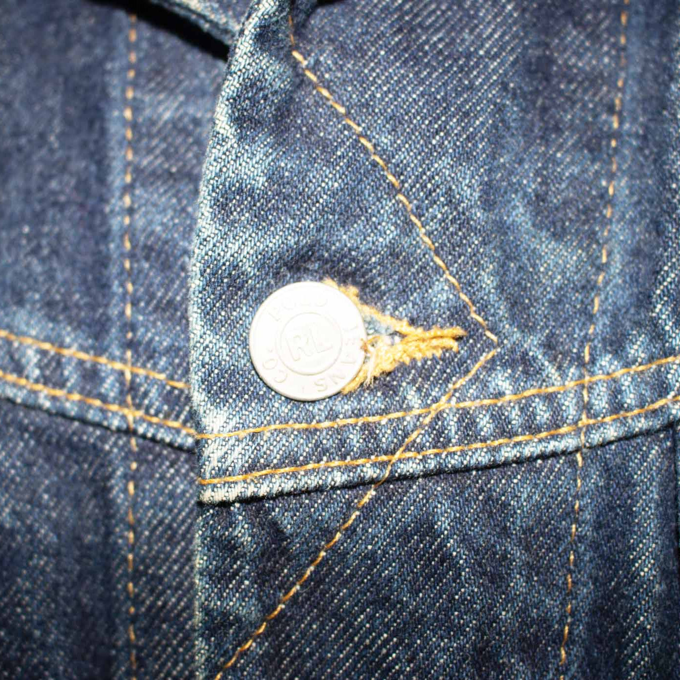 Polo Ralph Lauren Denim Jacket Small Custom Back Graphic Trucker Jean Jacket