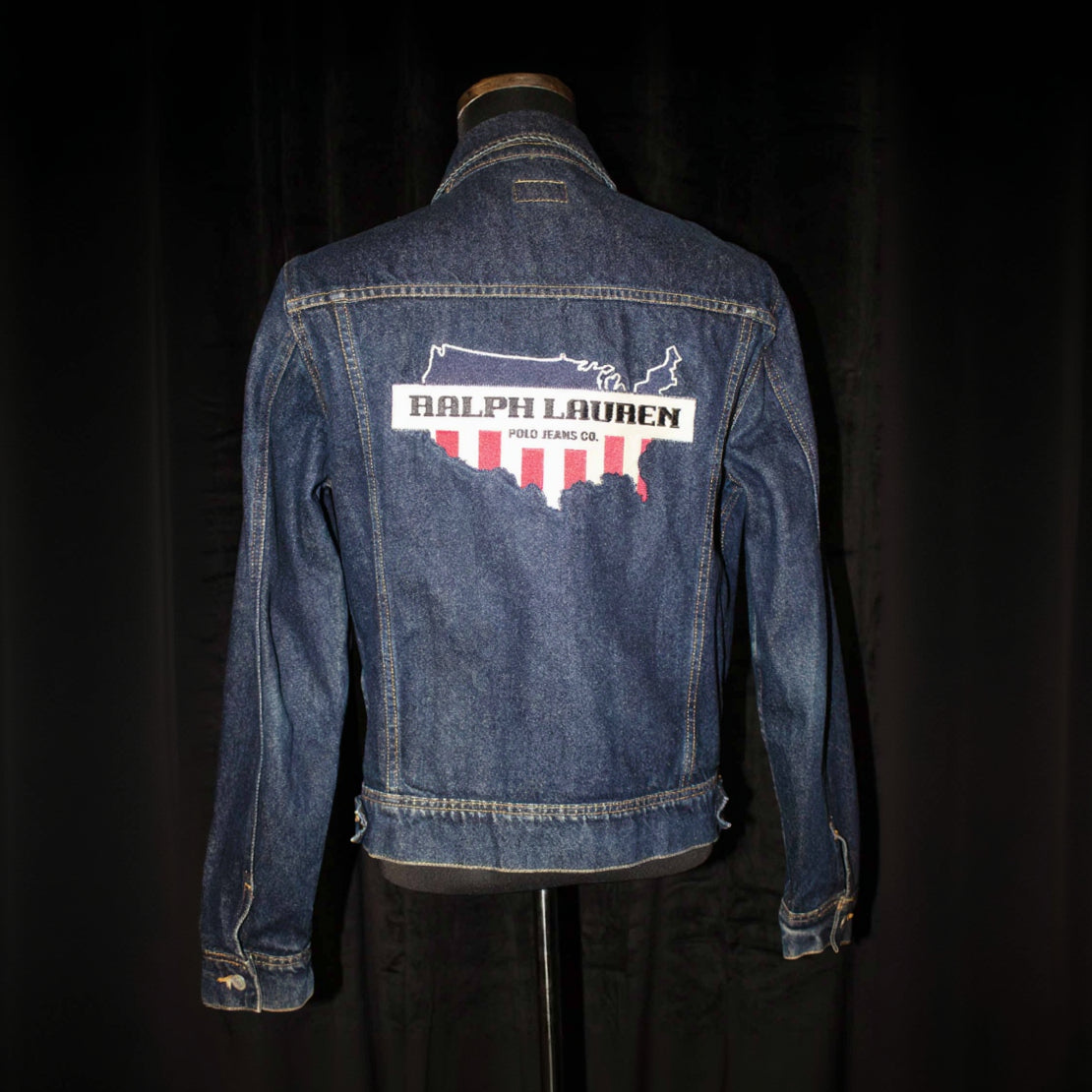 Polo Ralph Lauren Denim Jacket Small Custom Back Graphic Trucker Jean Jacket