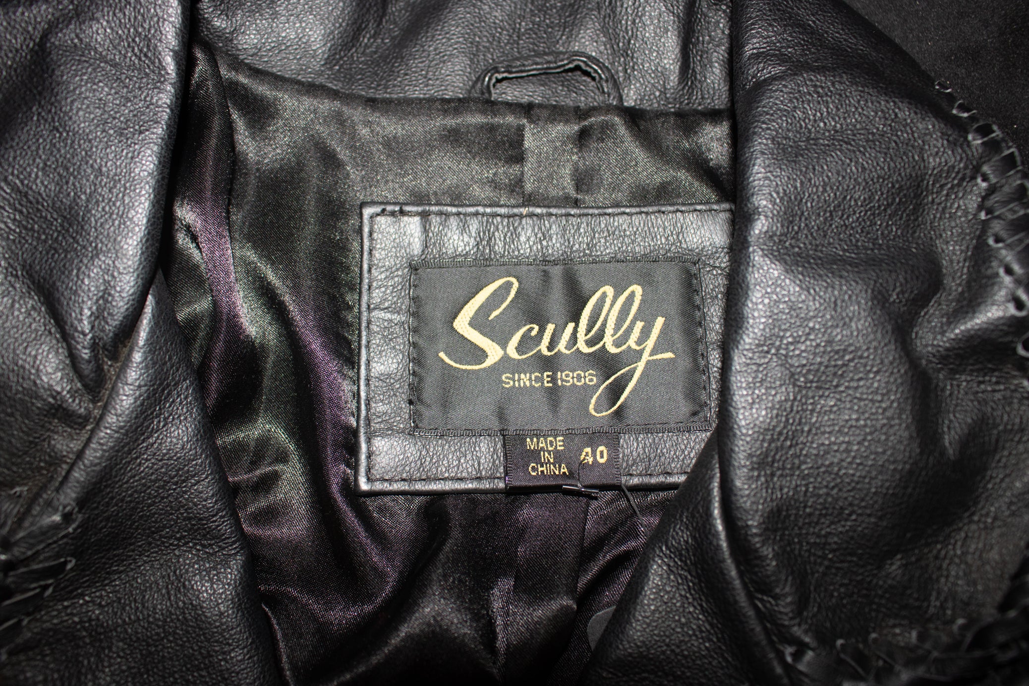 Black Leather Beaded Scully Jacket