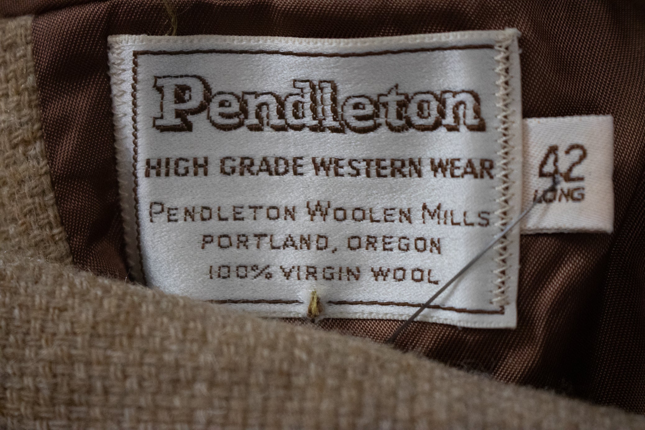 Pendleton Western Blazer 42 Long Made in USA 100% Wool Suede Trim Cowboy Jacket