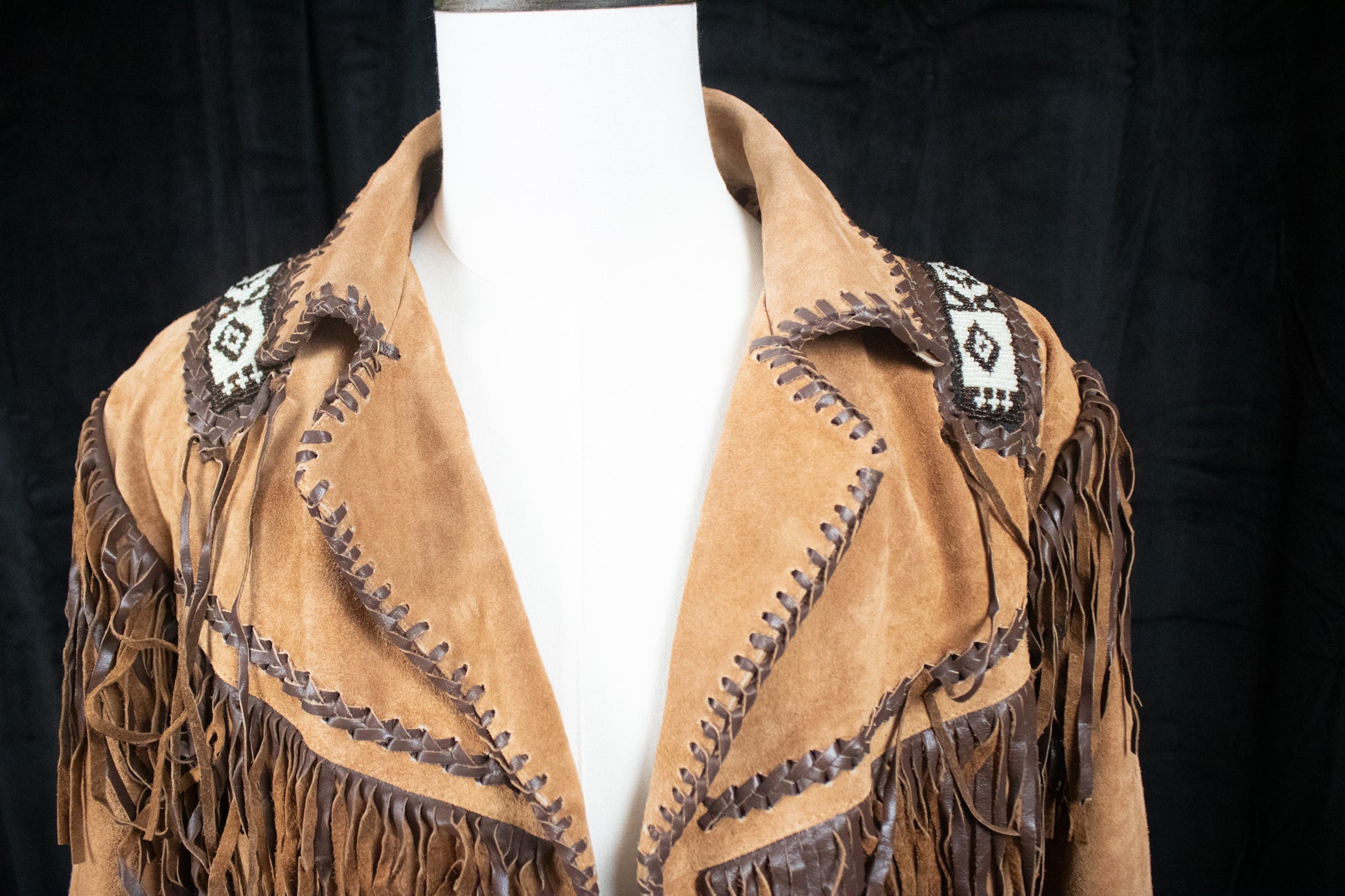 Brown Vintage Alpha Western Wear Saude and Leather Jacket