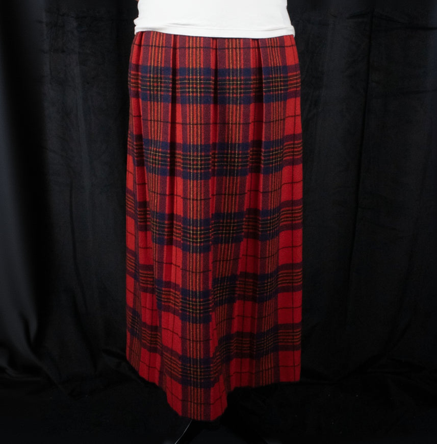 Pendleton Virgin Wool Red Plaid Midi Skirt Size 6