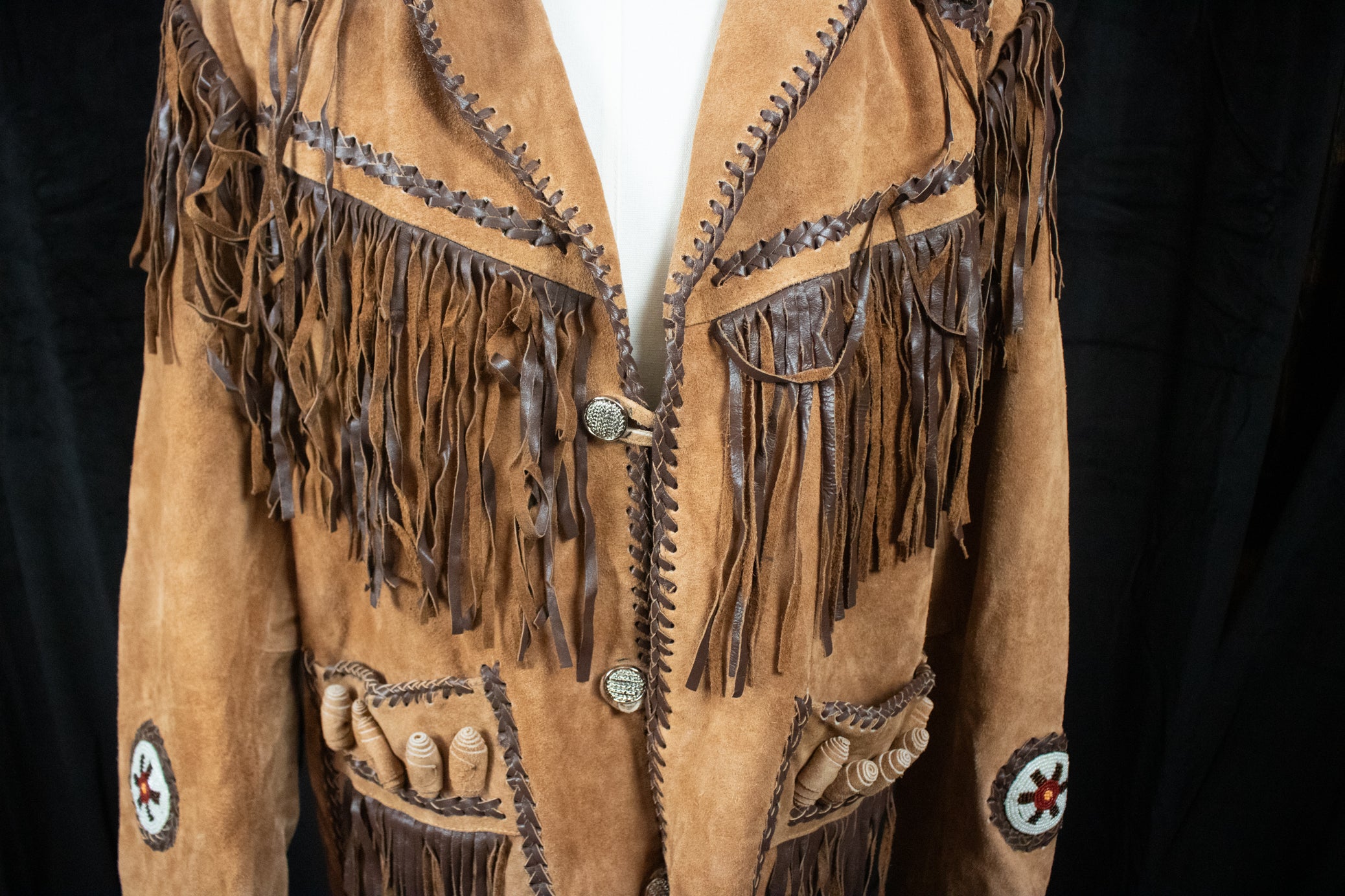 Brown Vintage Alpha Western Wear Saude and Leather Jacket
