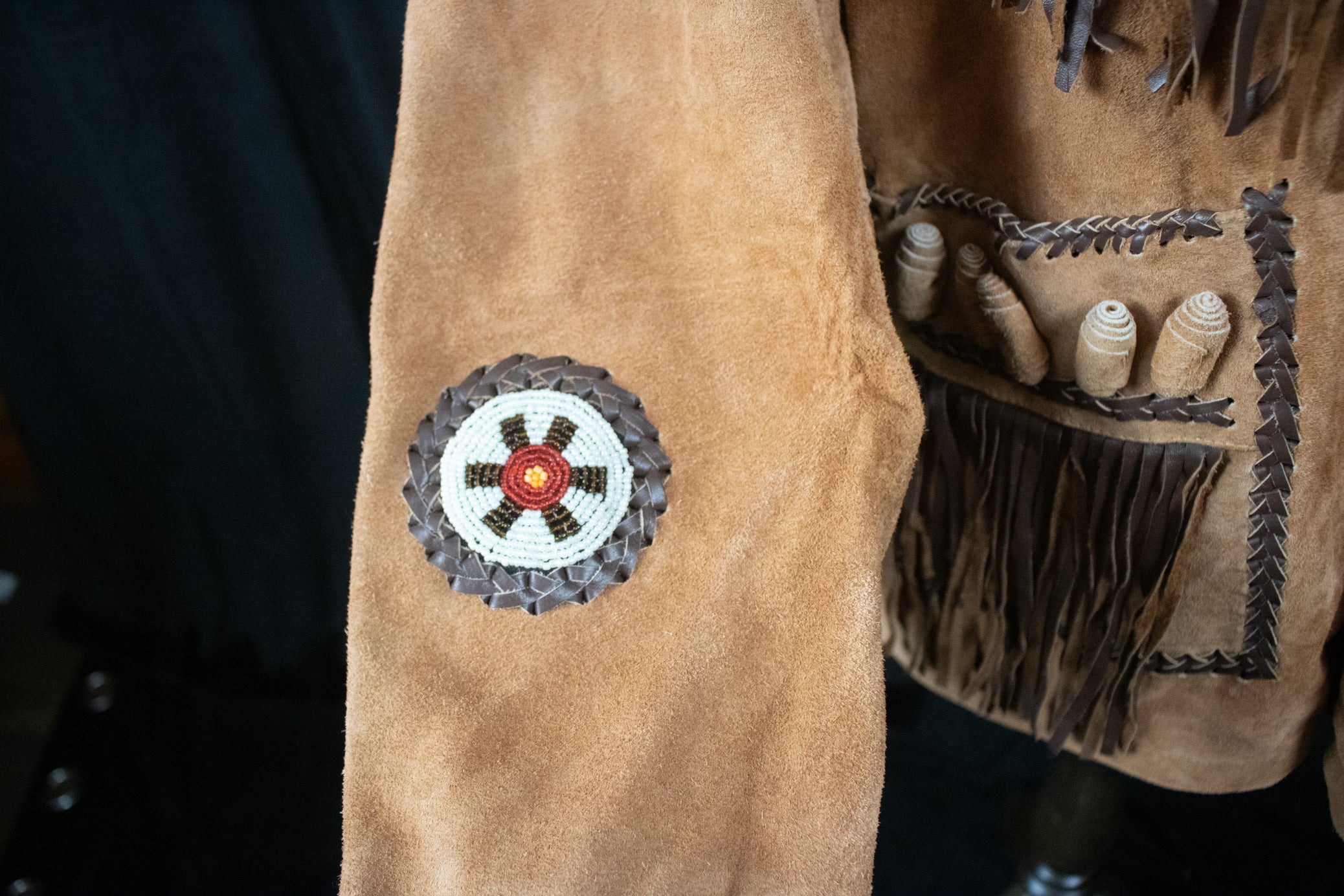Brown Vintage Alpha Western Wear Saude and Leather Jacket