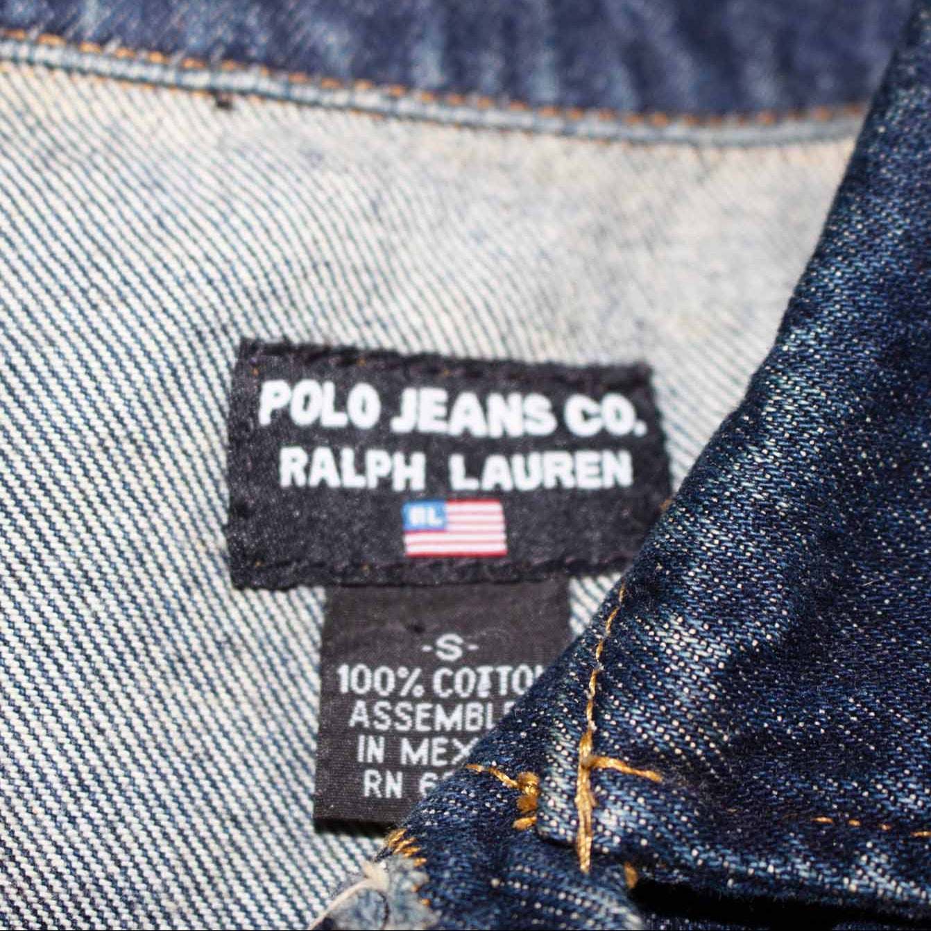 Polo Ralph Lauren Denim Jacket Small Custom Back Graphic Trucker Jean Jacket