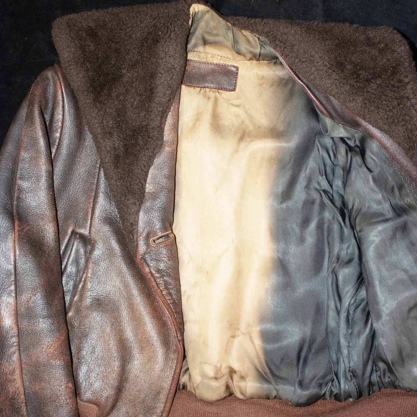 Small Cropped Leather Bomber Jacket Brown Color