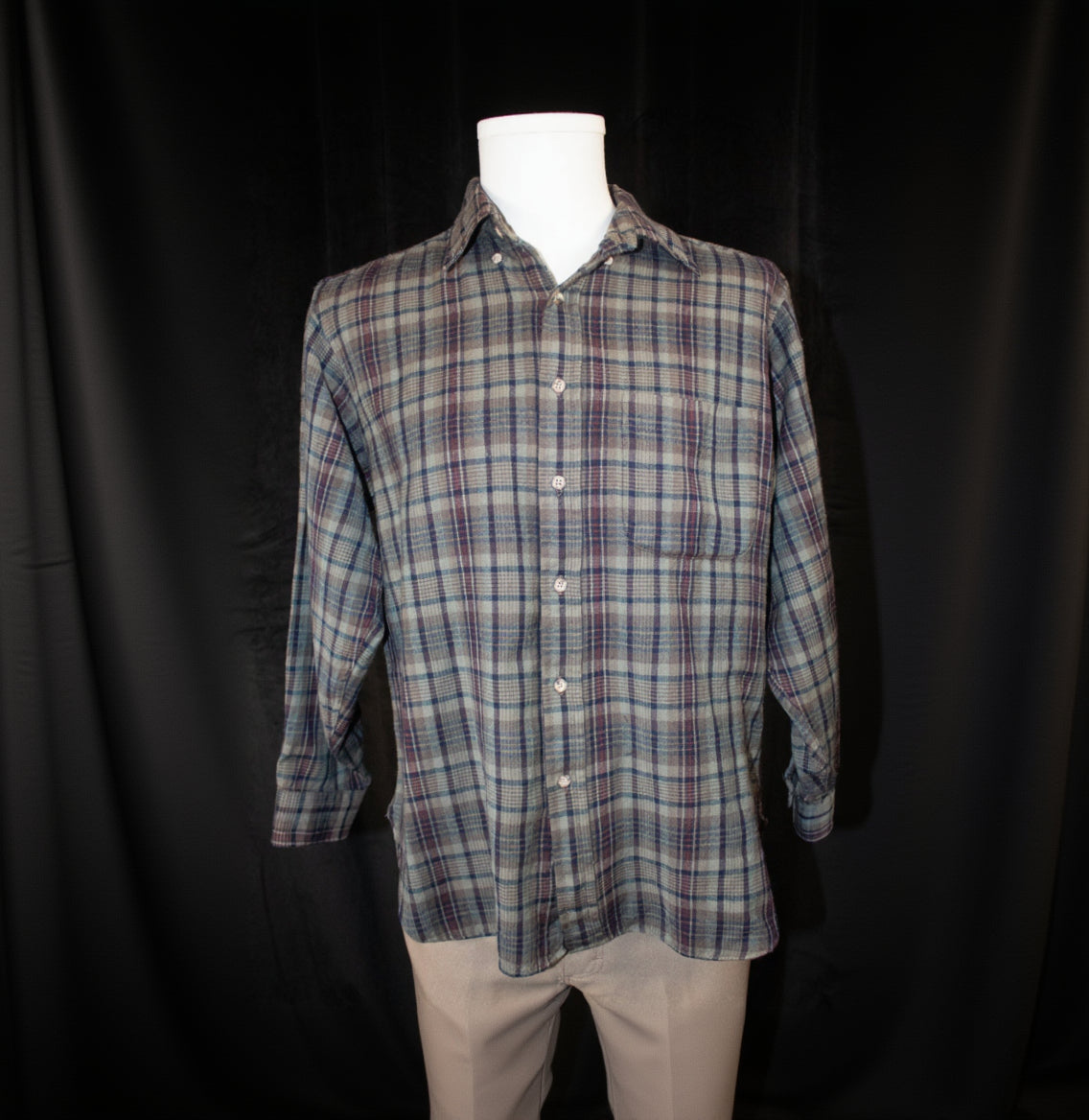 Pendleton Wool Button up Dark Forest Green Red and Brown Plaid Size Large
