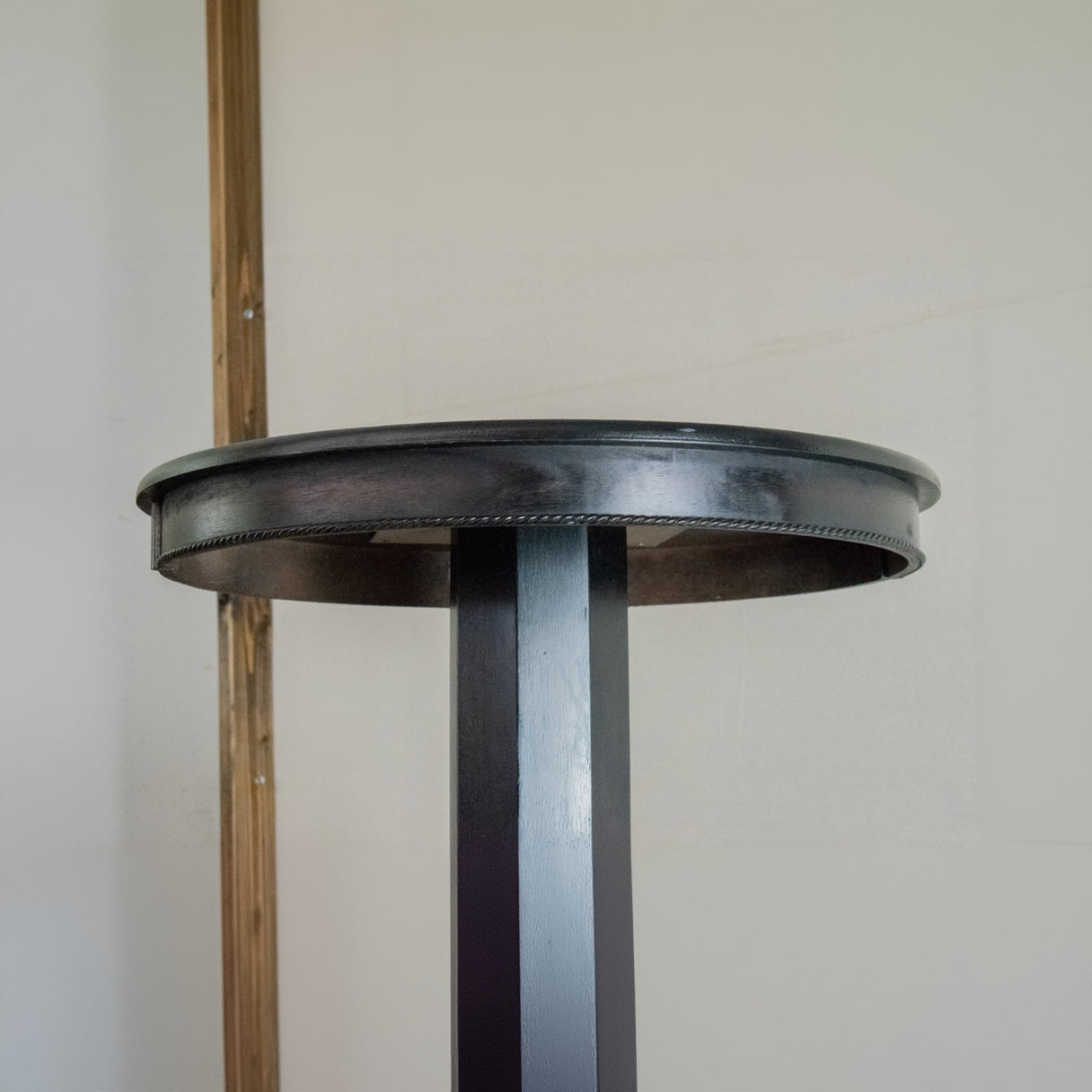Rustic Black Pub Table 42” Tall 30” Round Wood Pedestal Bistro Table
