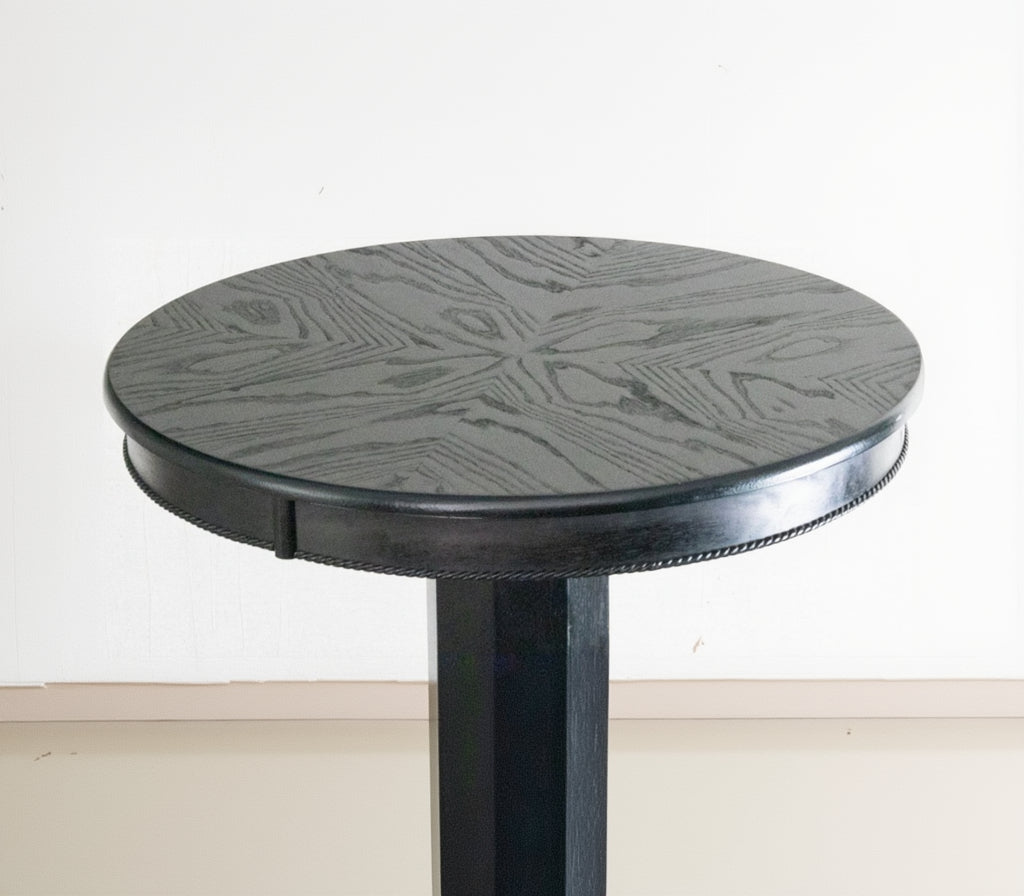 Rustic Black Pub Table 42” Tall 30” Round Wood Pedestal Bistro Table