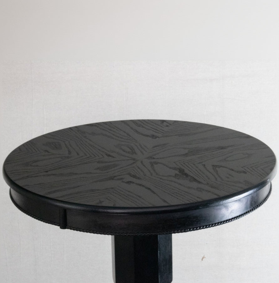Rustic Black Pub Table 42” Tall 30” Round Wood Pedestal Bistro Table