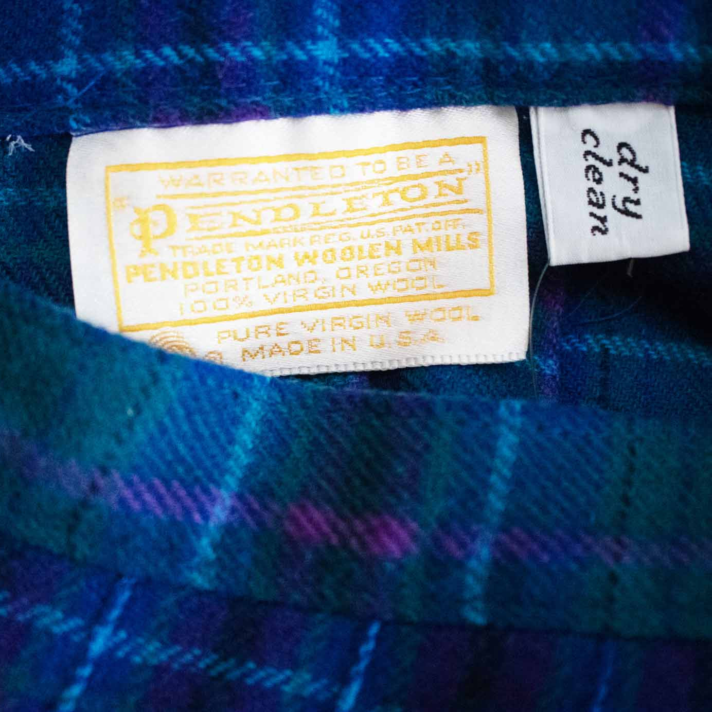 Pendleton Women's Teal Blue Purple Plaid Pleated Wool Skirt
