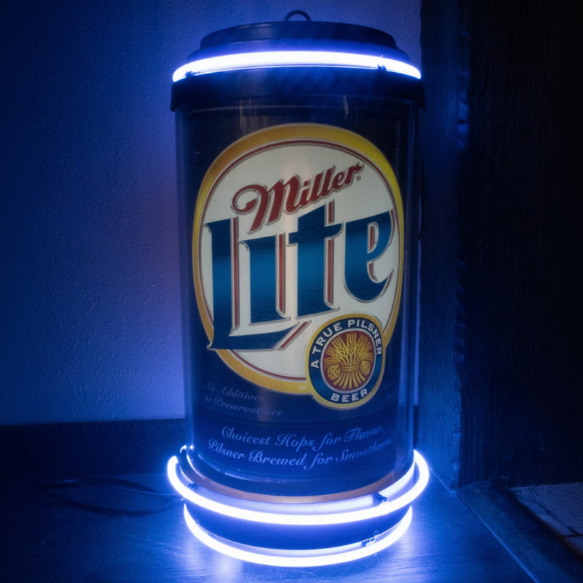 Miller Lite Art Deco Style Revolving Neon Beer Sign