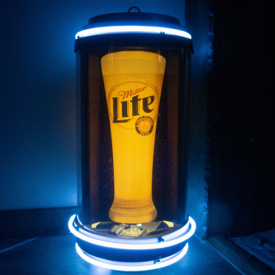 Miller Lite Art Deco Style Revolving Neon Beer Sign