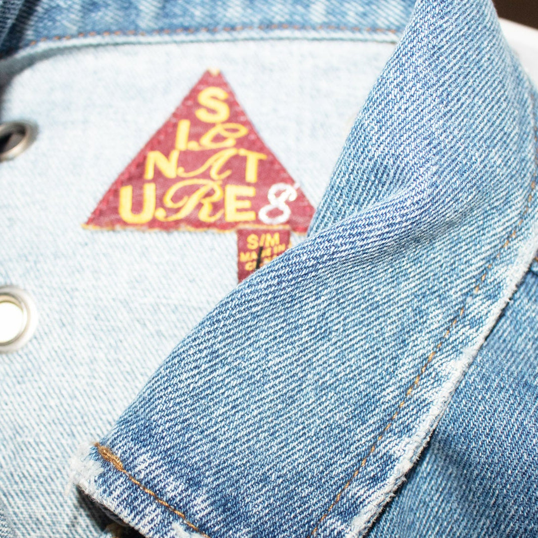Signature 8 Custom Denim Jacket with Eyelets Covering The Back Panel Size S/M