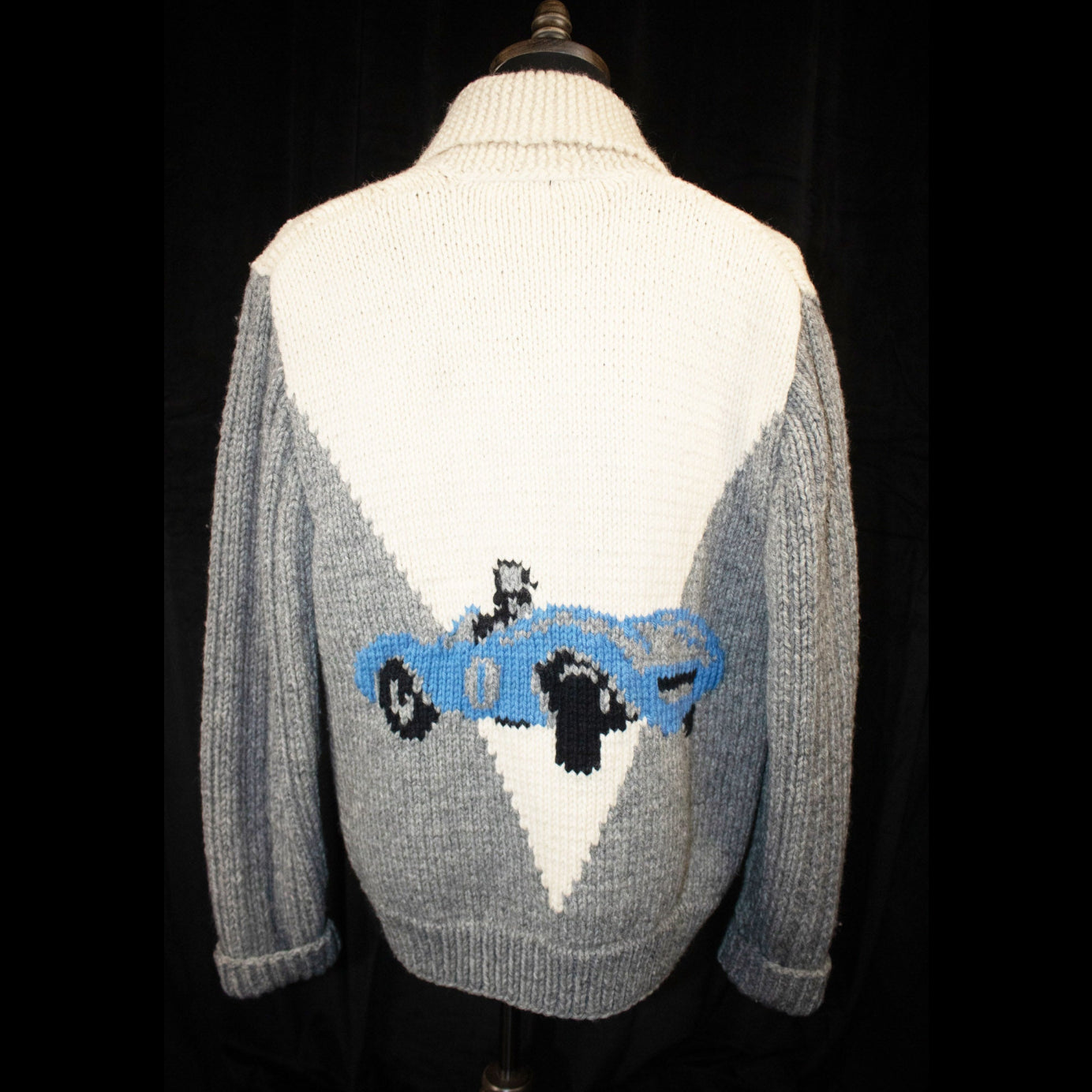 Rare Vintage 50's Rockabilly Cowichan Race Car Sweater Cardigan