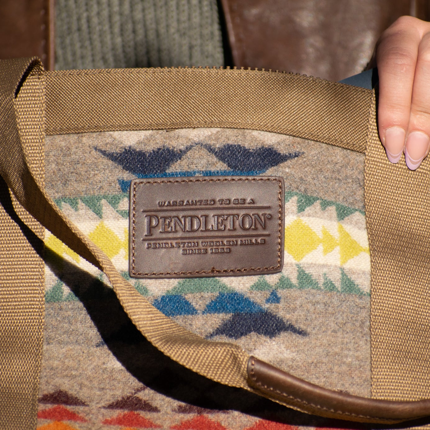 Pendleton Highland Peak Tan Zip-top Tote Bag