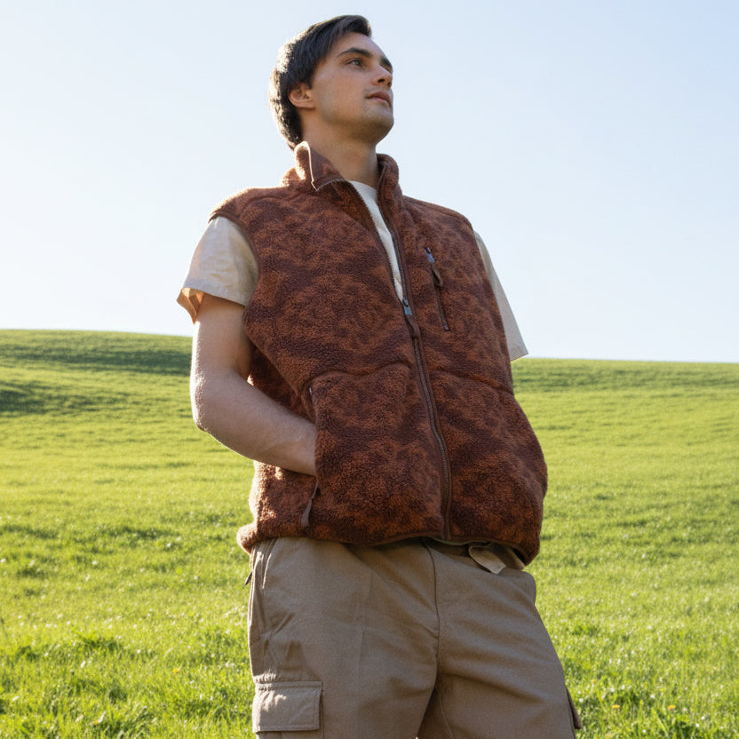 Pendleton Fleece Unisex Vest Mocha Colored