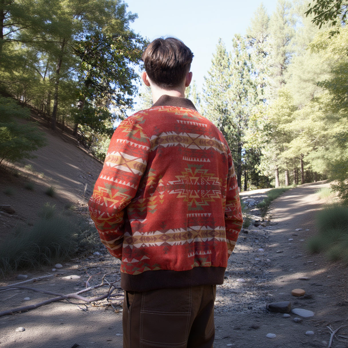 Pendleton Red Highland Peak Hoyt Jacquard Bomber Jacket