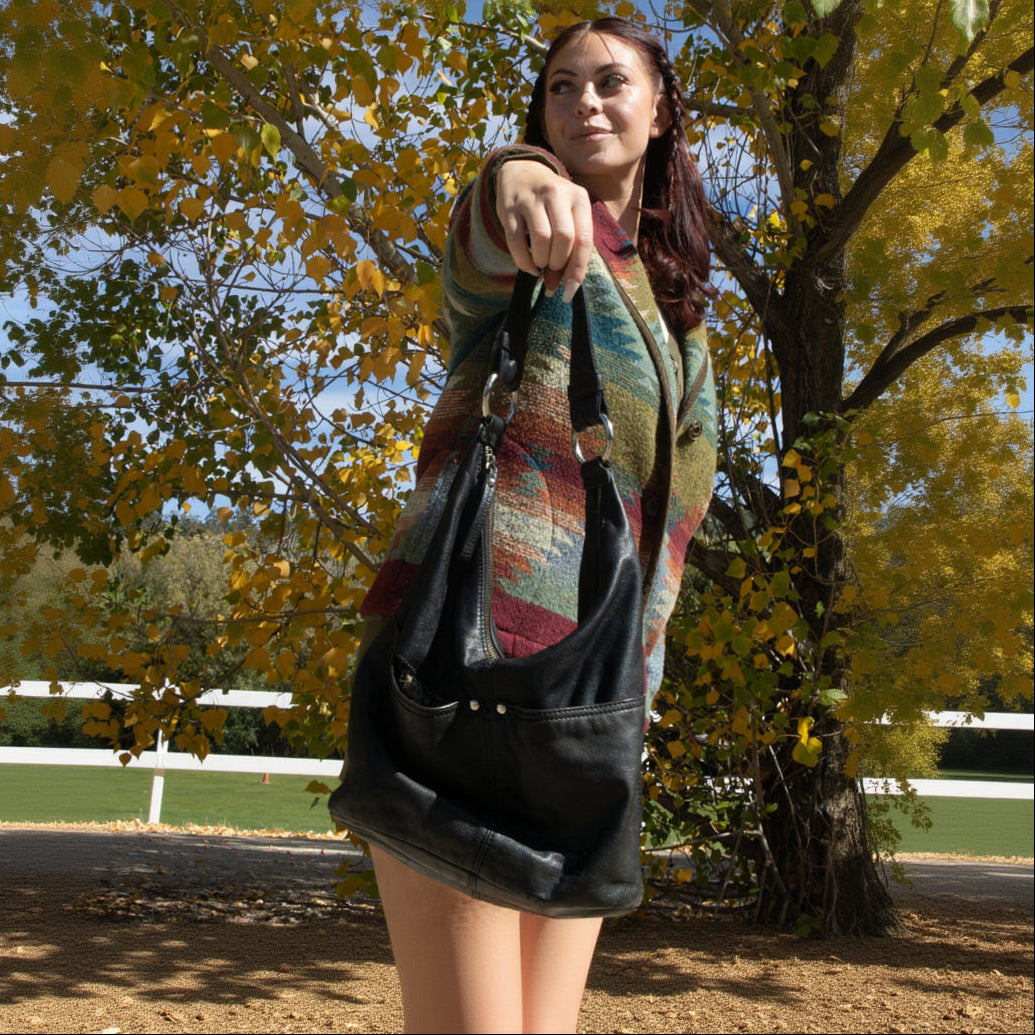 Clarks Black Leather Hobo Shoulder Bag