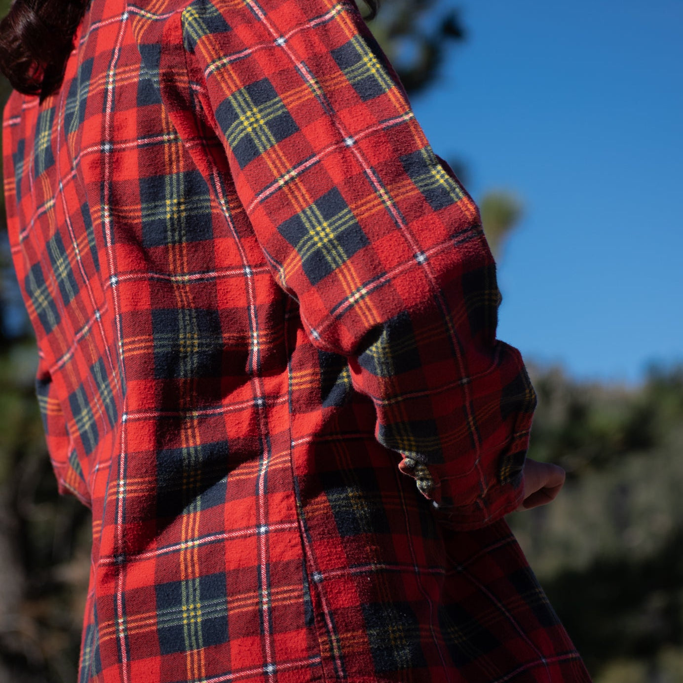 Woodman Red Black and Green Plaid Flannel