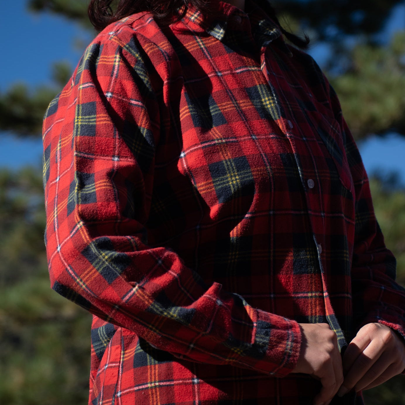 Woodman Red Black and Green Plaid Flannel