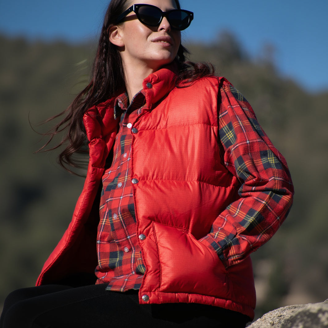 Men's The North Face Red Nylon Button-Up Vest (Size Small)