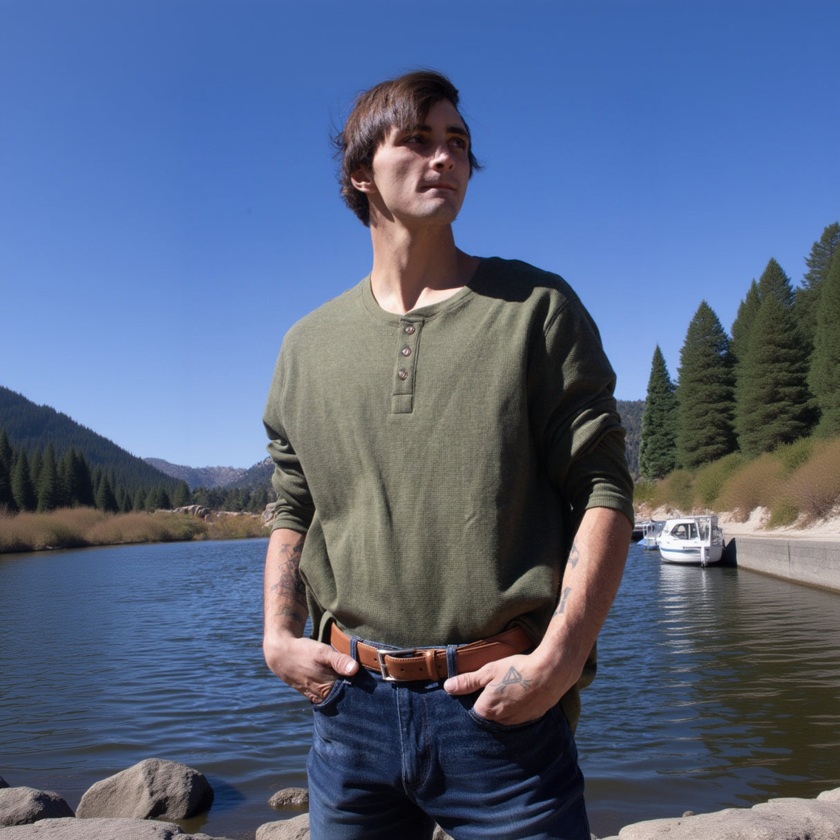 TRUE CRAFT Long Sleeve Thermal Henley Shirt