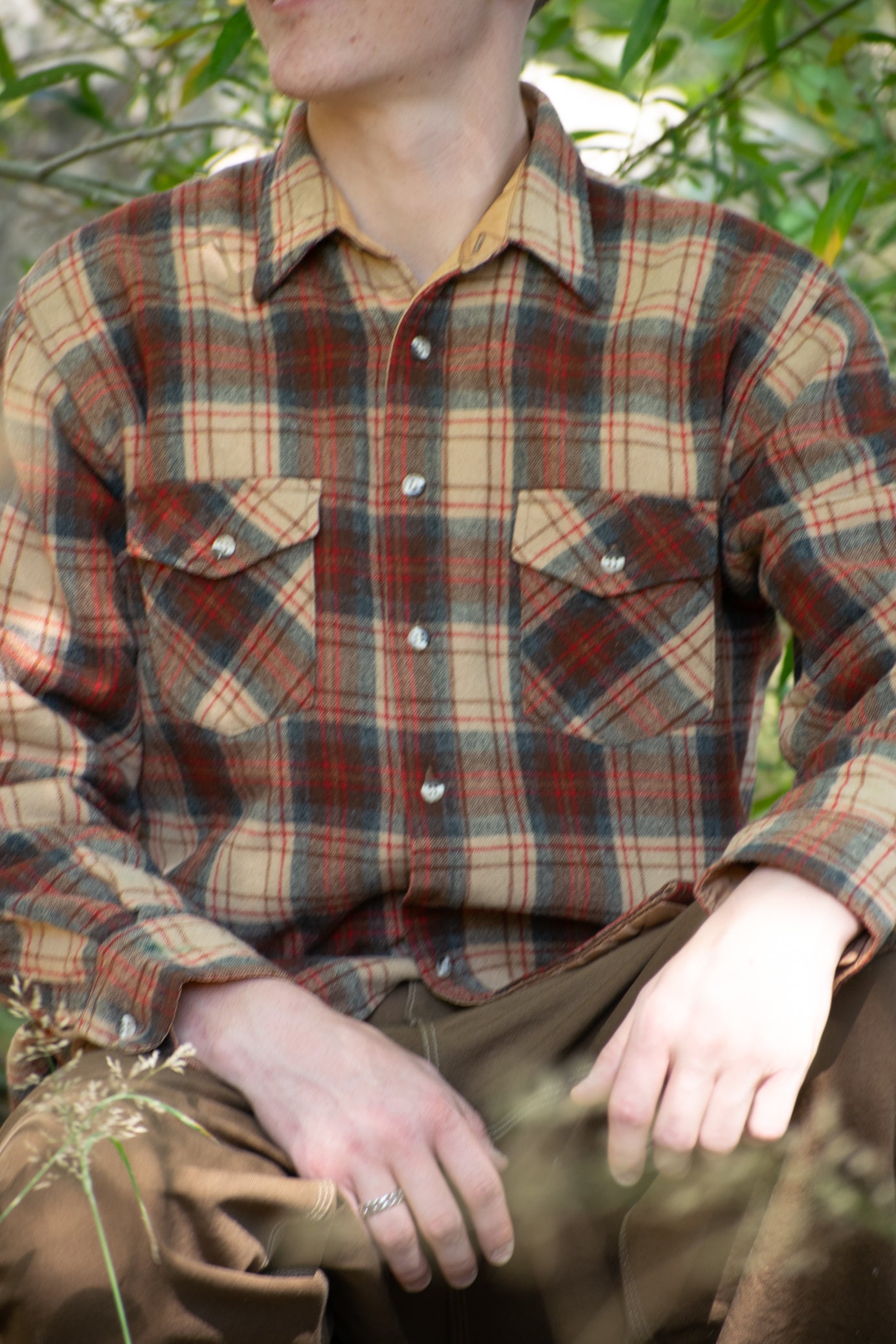 richs wool plaid flannel shirt jacket quilted lined large