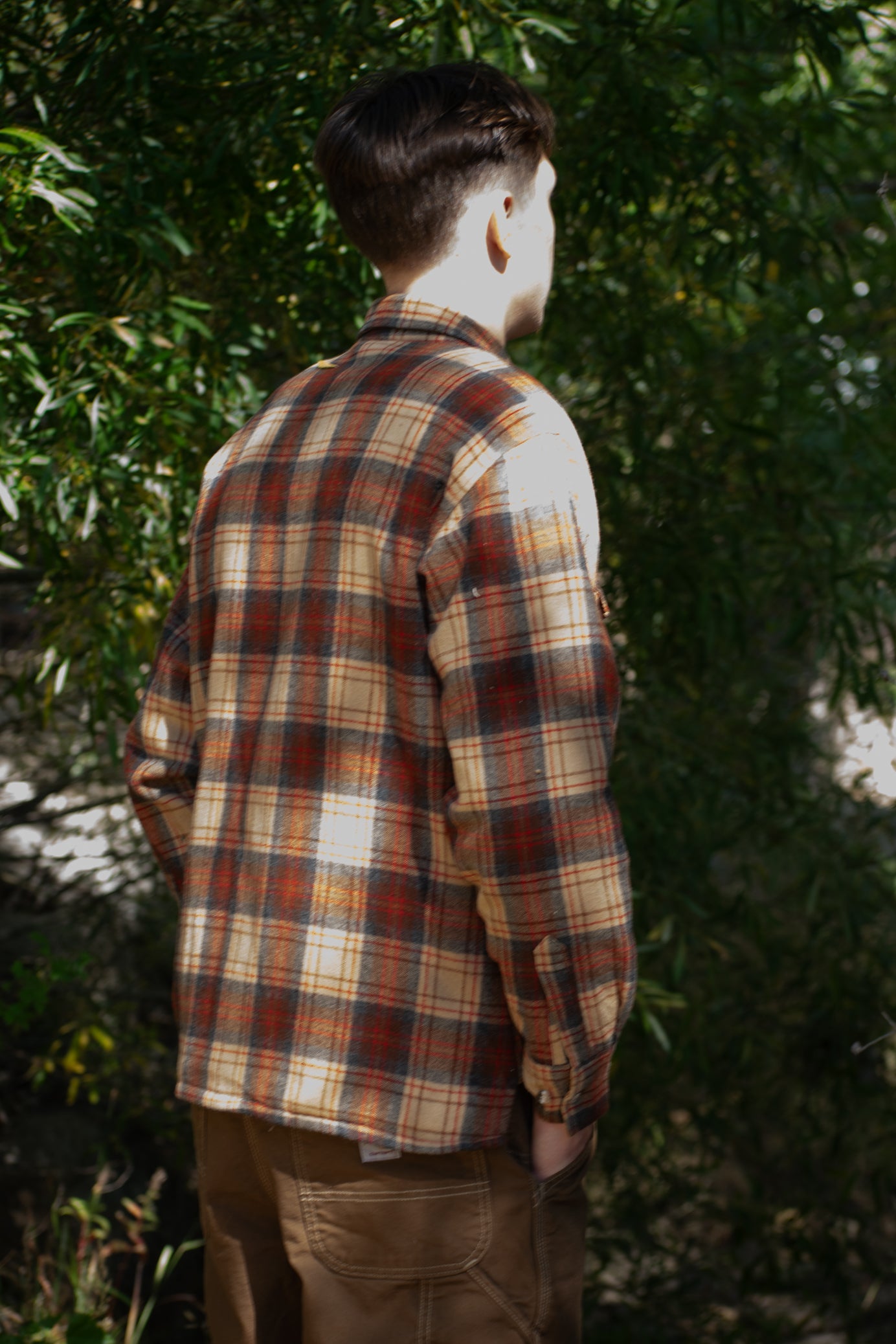 Rich’s Wool Blend Plaid Flannel Shirt Jacket Size Large Quilted Lined Vintage Style