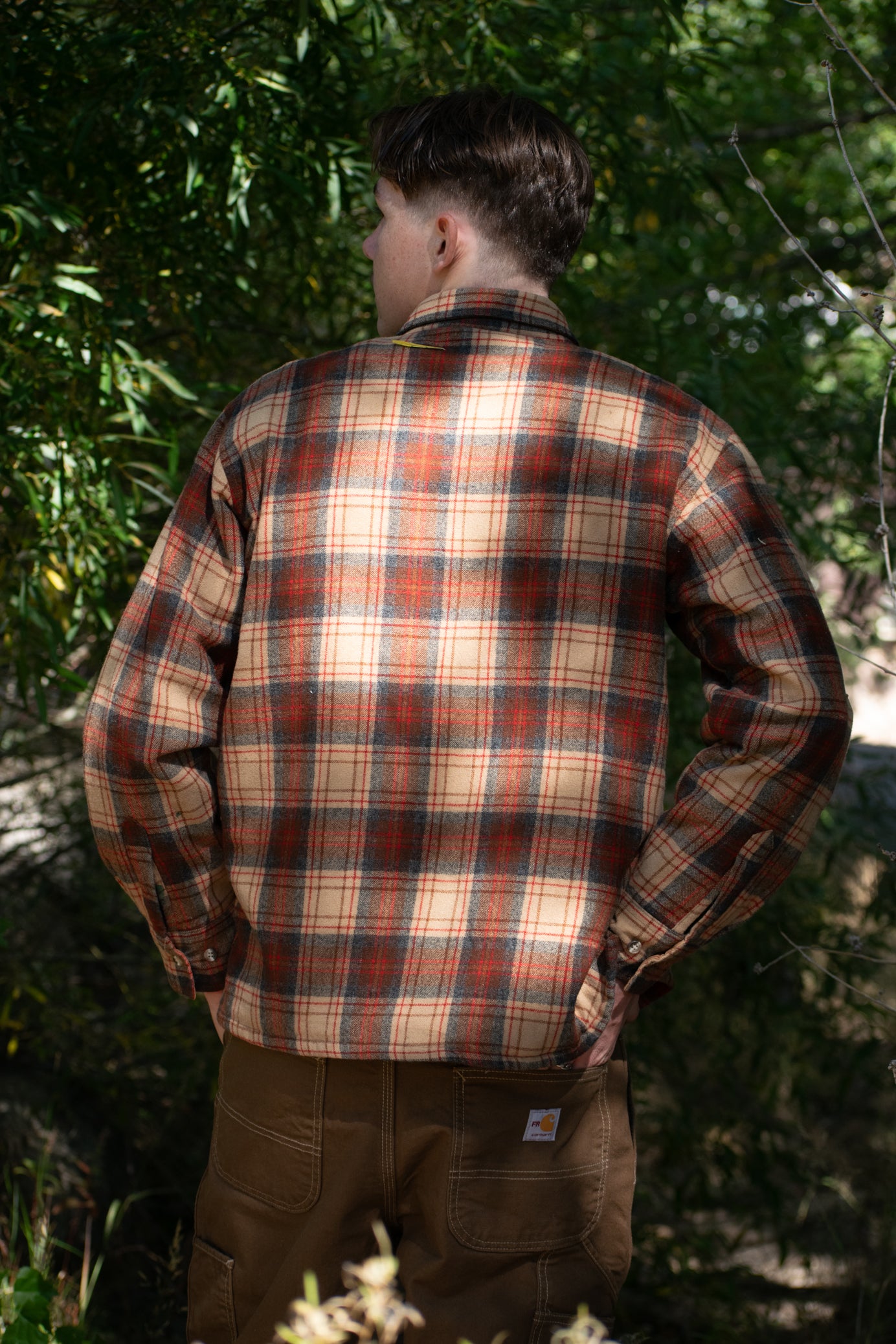 Rich’s Wool Blend Plaid Flannel Shirt Jacket Size Large Quilted Lined Vintage Style