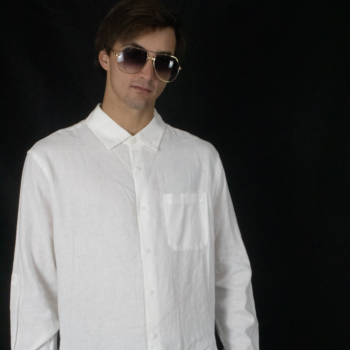 MAGASCHONI Linen Viscose Blend Long Sleeve Button Down Shirt White Multiple Sizes