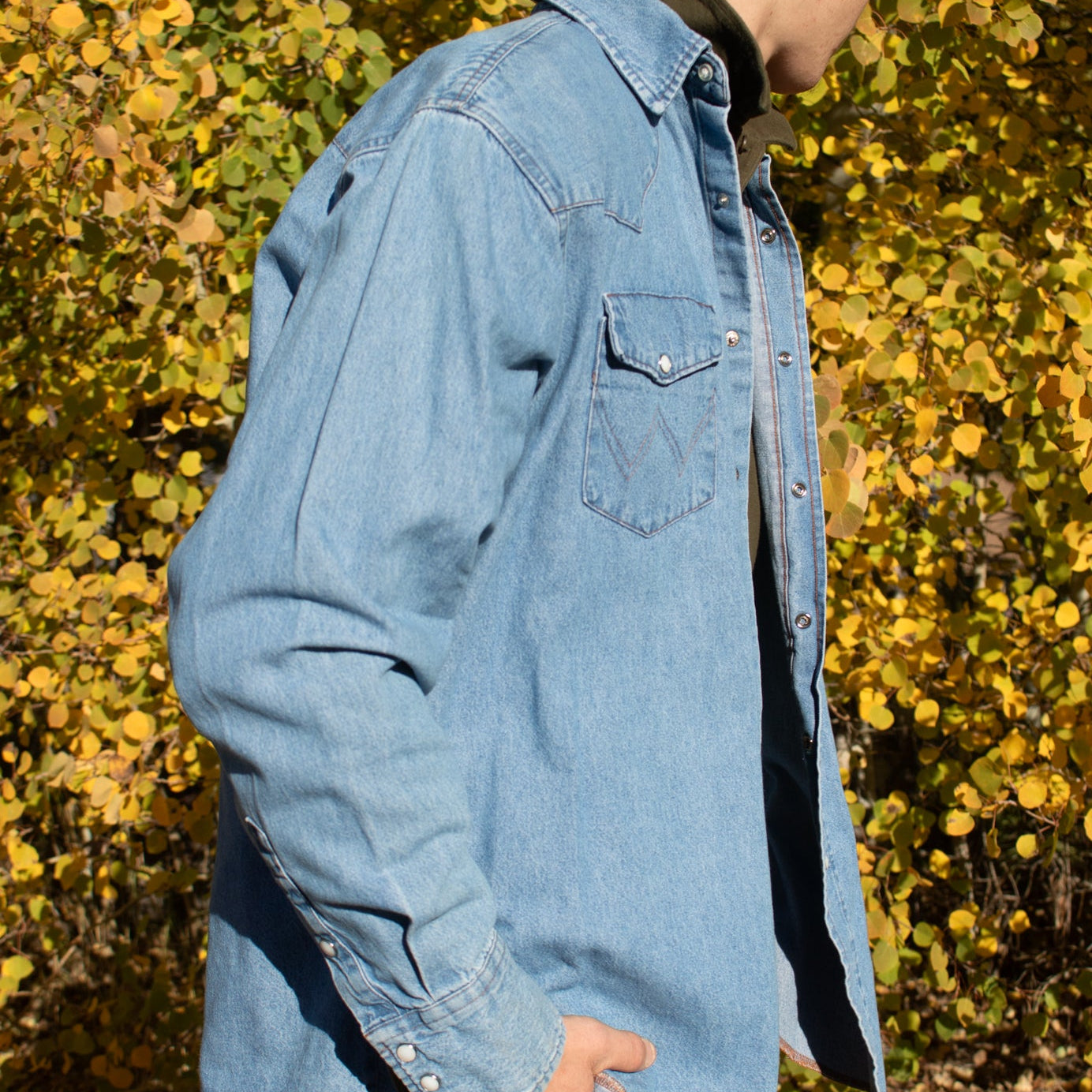 Wrangler Denim Cowboy Cut Long Sleeve Western Style Snap-up