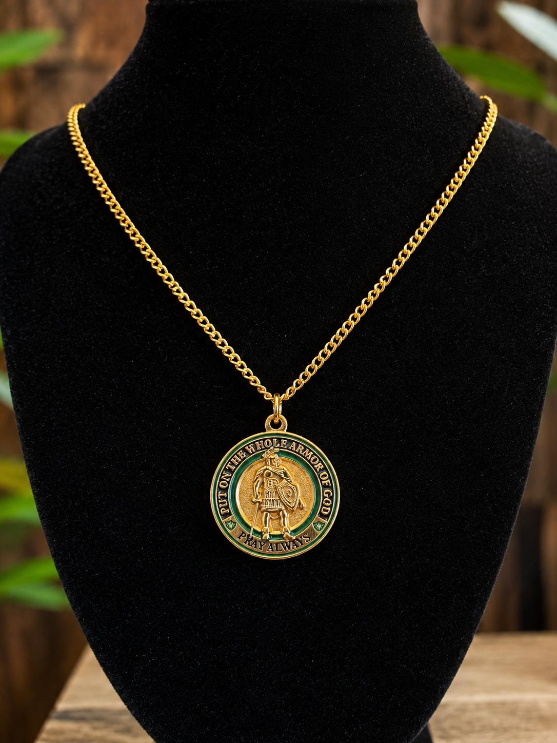 SymbolArts Armor of God Gold-Tone Warrior Pendant Necklace