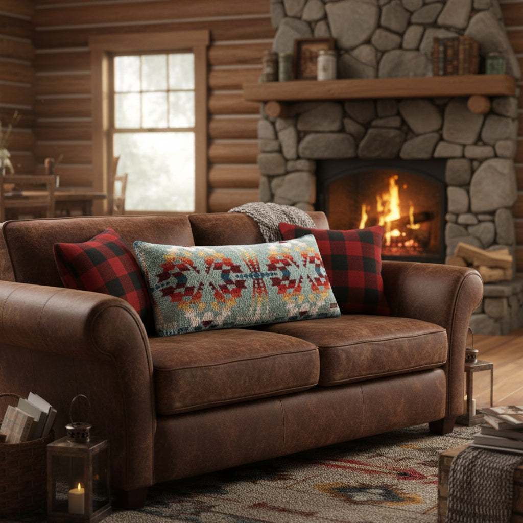 Pendleton Oversized Sherpa Bolster Pillow – Legend Lake Aqua